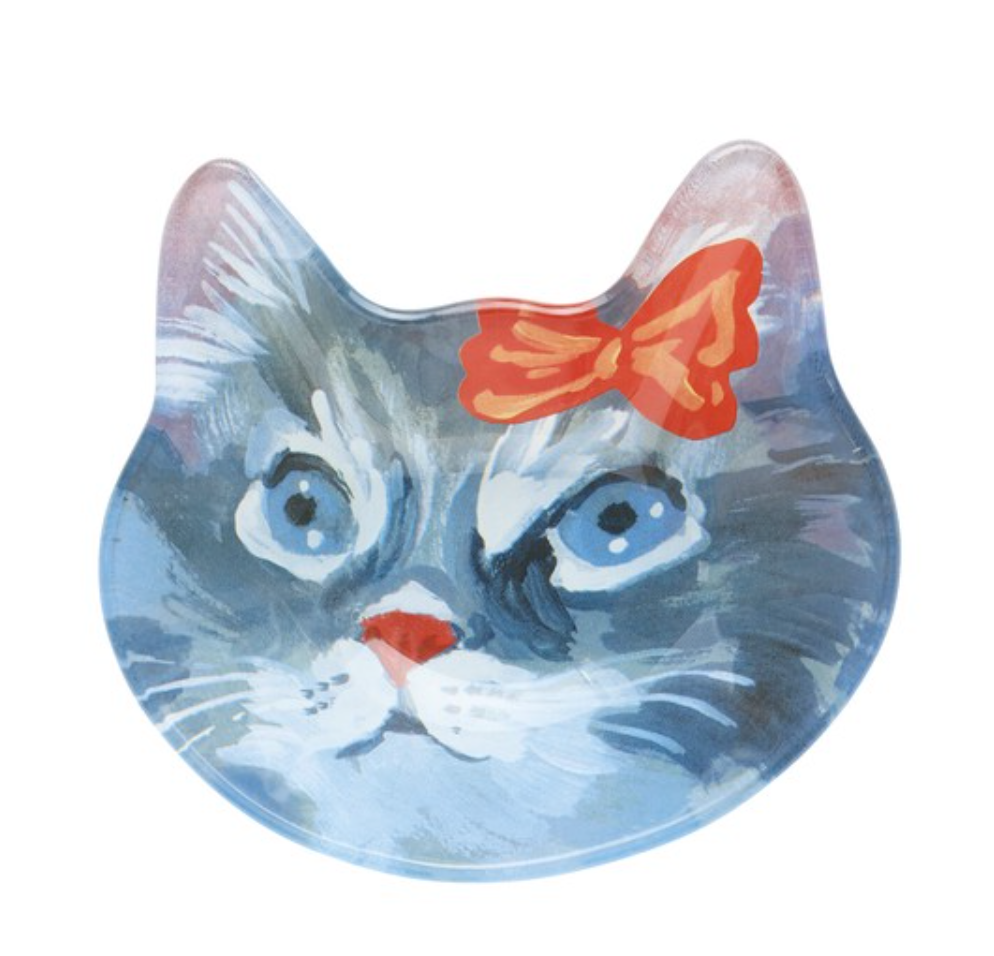 Nathalie Lete Small Cat Face Plate Gray Cat