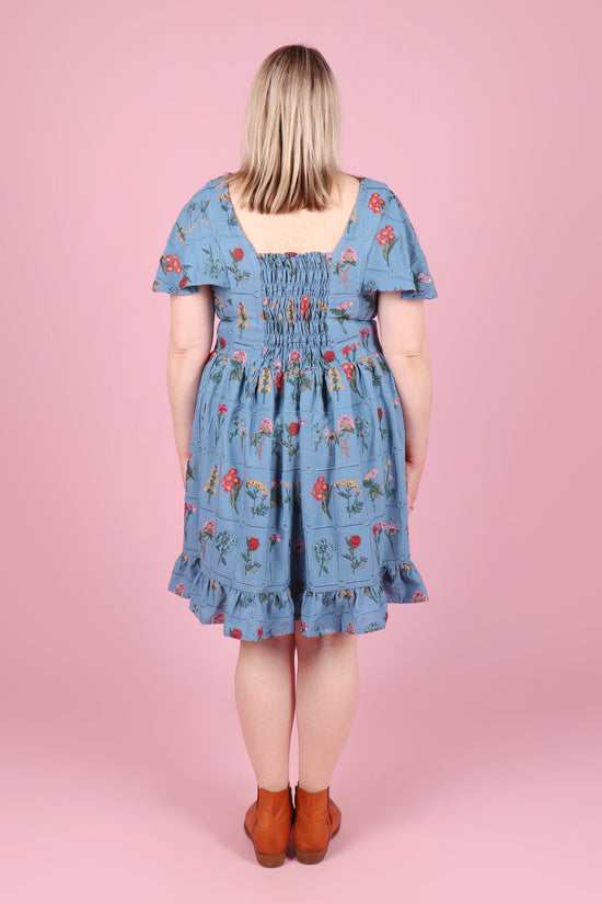 Vera Dress Embroidered Botany Ocean Blue