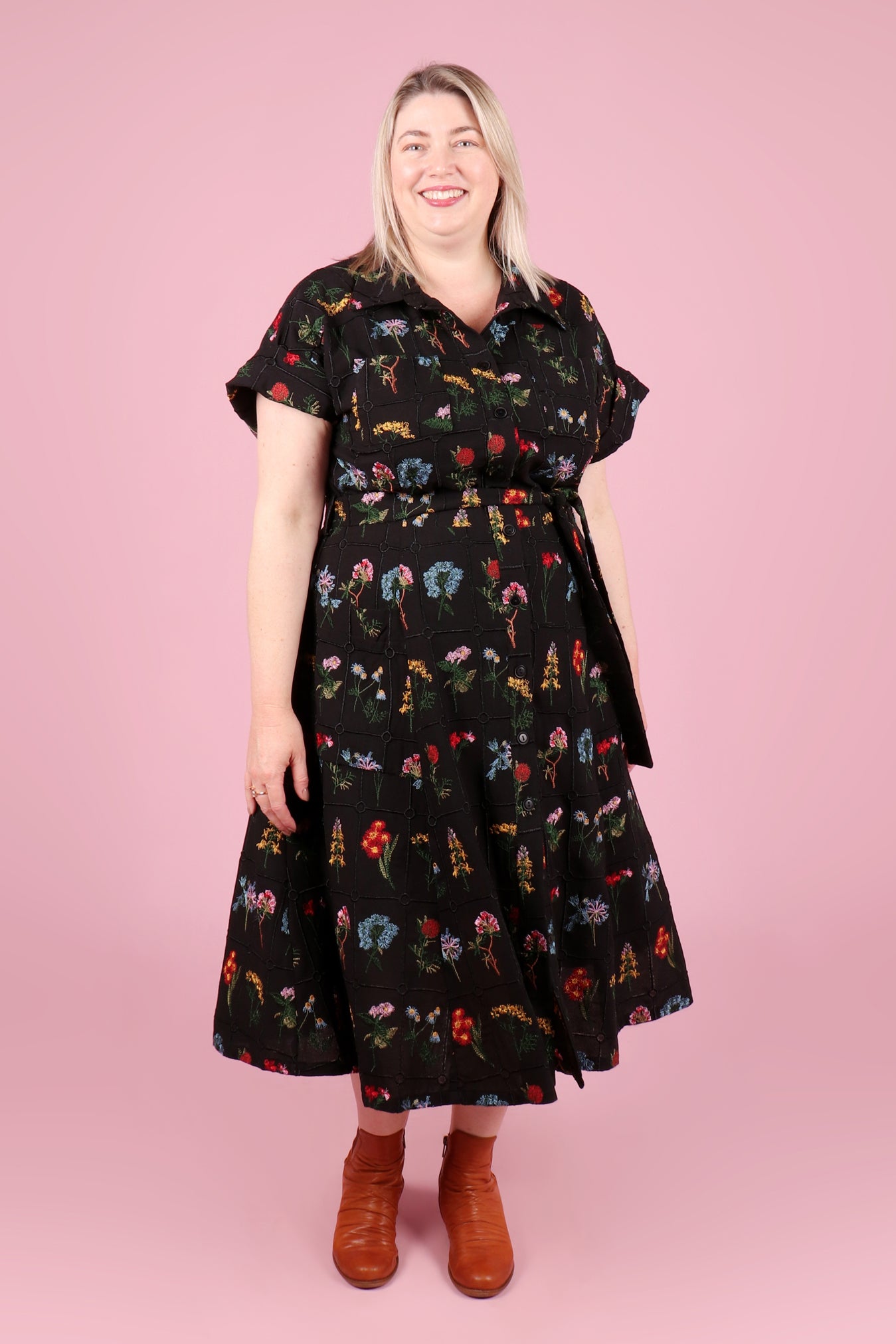 Sabrina Dress Embroidered Botany