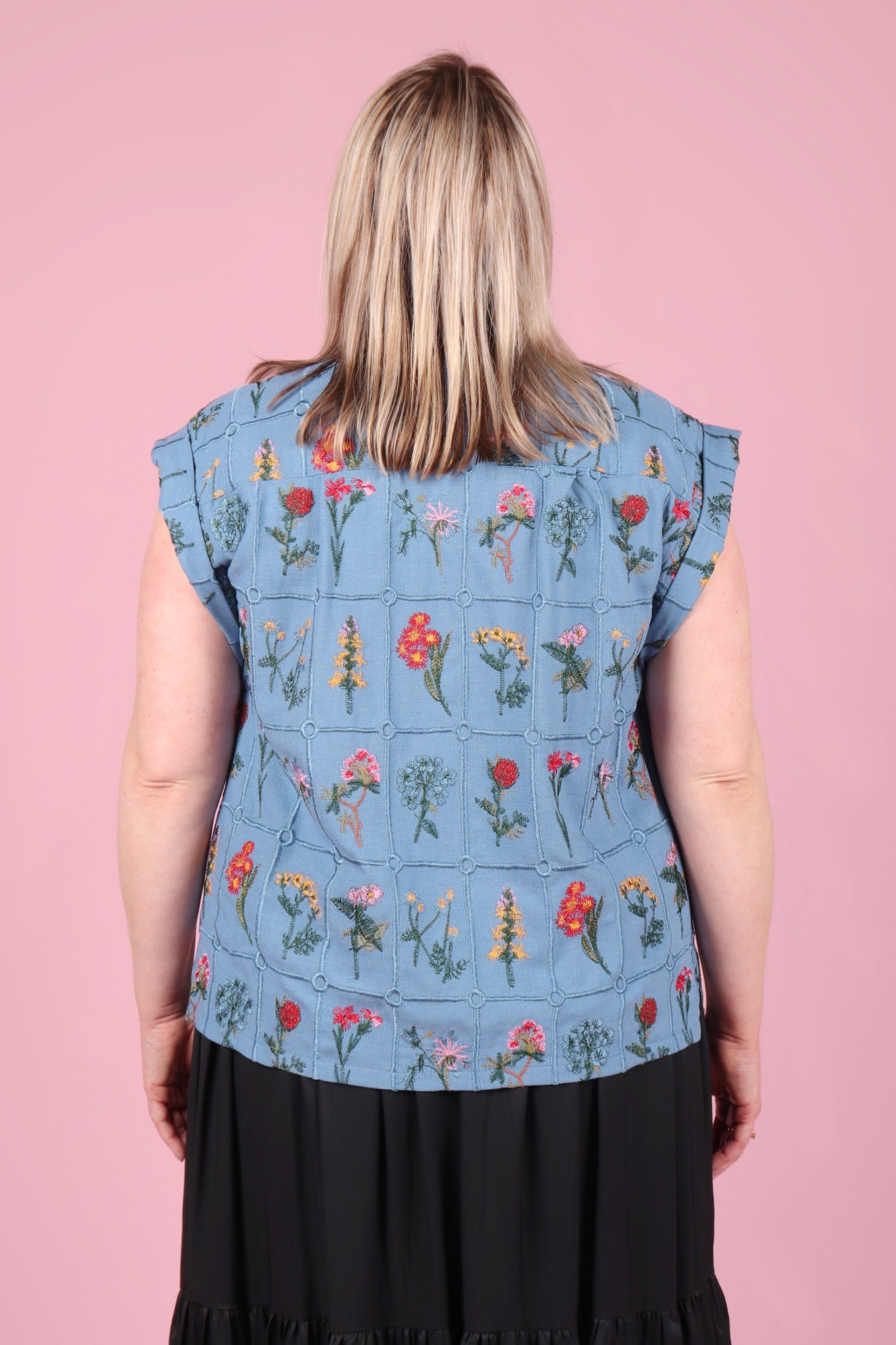 Trixie Shirt Embroidered Botany Ocean Blue