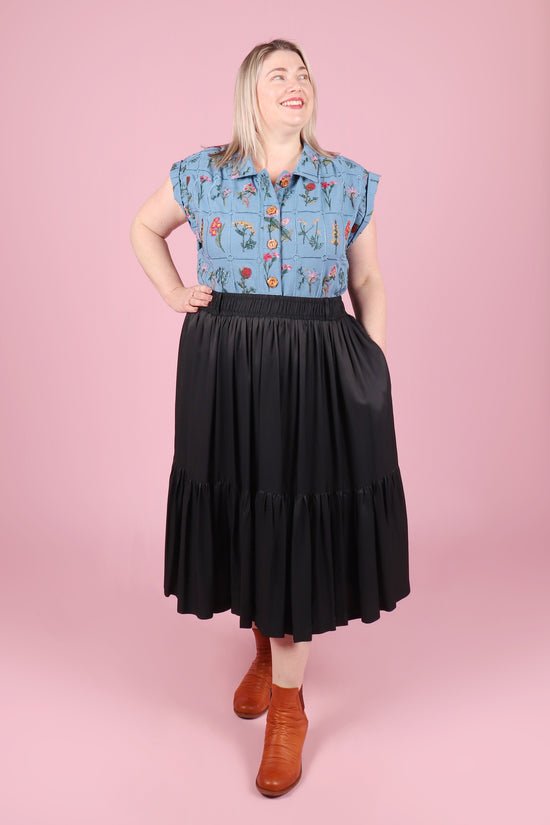 Trixie Shirt Embroidered Botany Ocean Blue