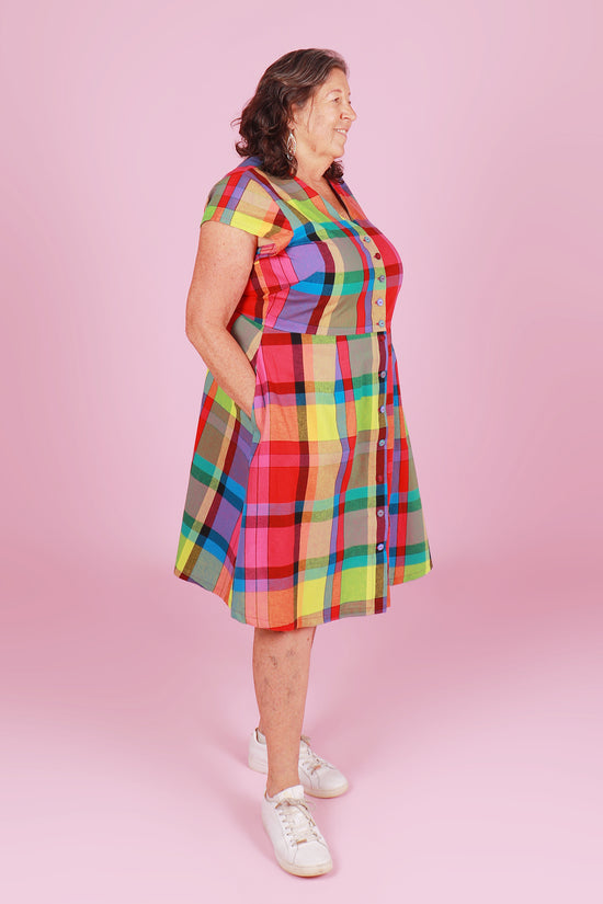 Saski Sister Dress Rainbow Plaid