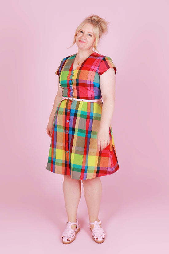 Saski Sister Dress Rainbow Plaid