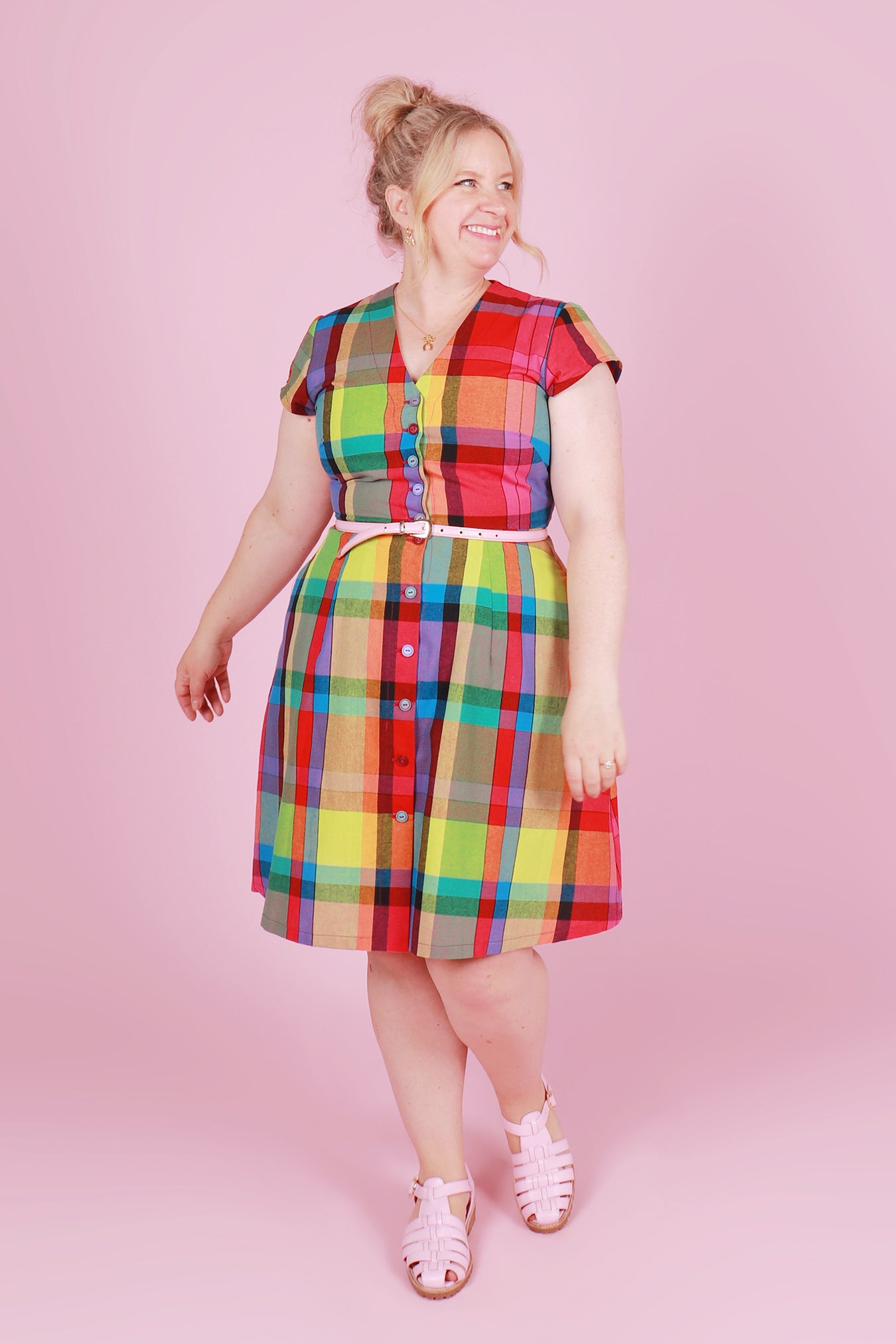 Saski Sister Dress Rainbow Plaid