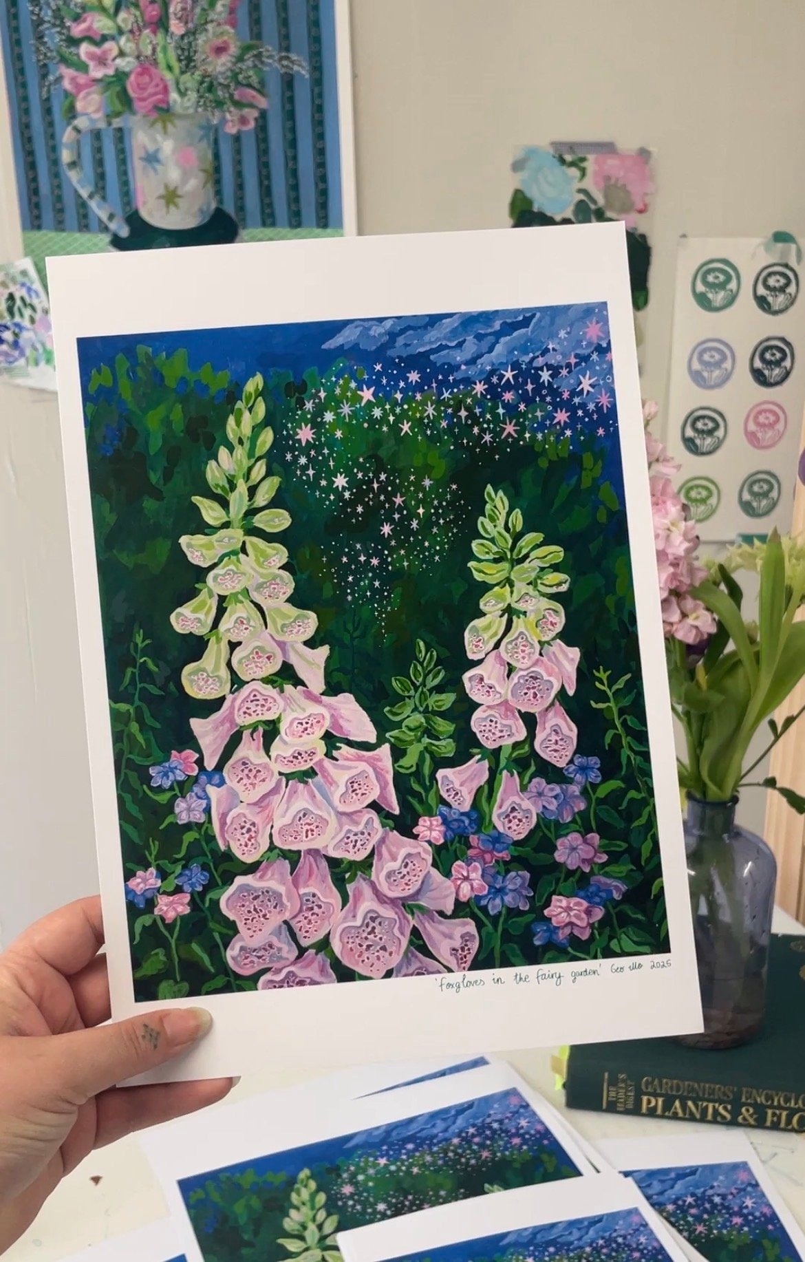 foxgloves in the fairy garden - print