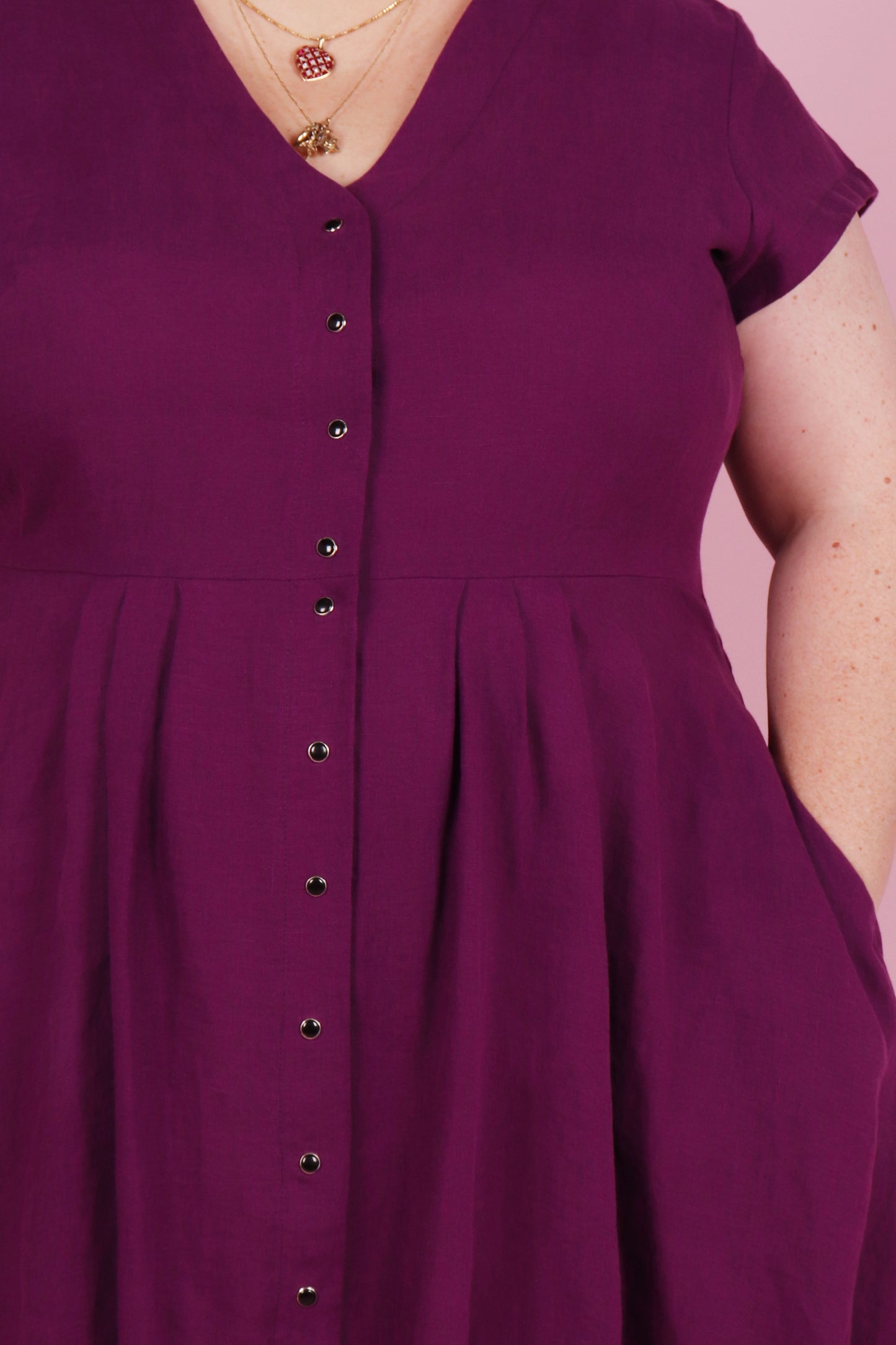 Saski Dress Blackberry Linen