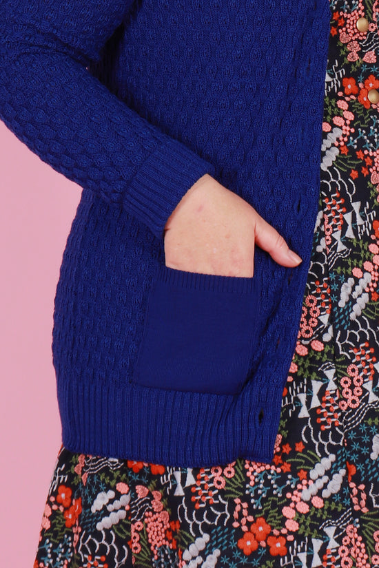 Cosy Clementine Cardie Electric Blue