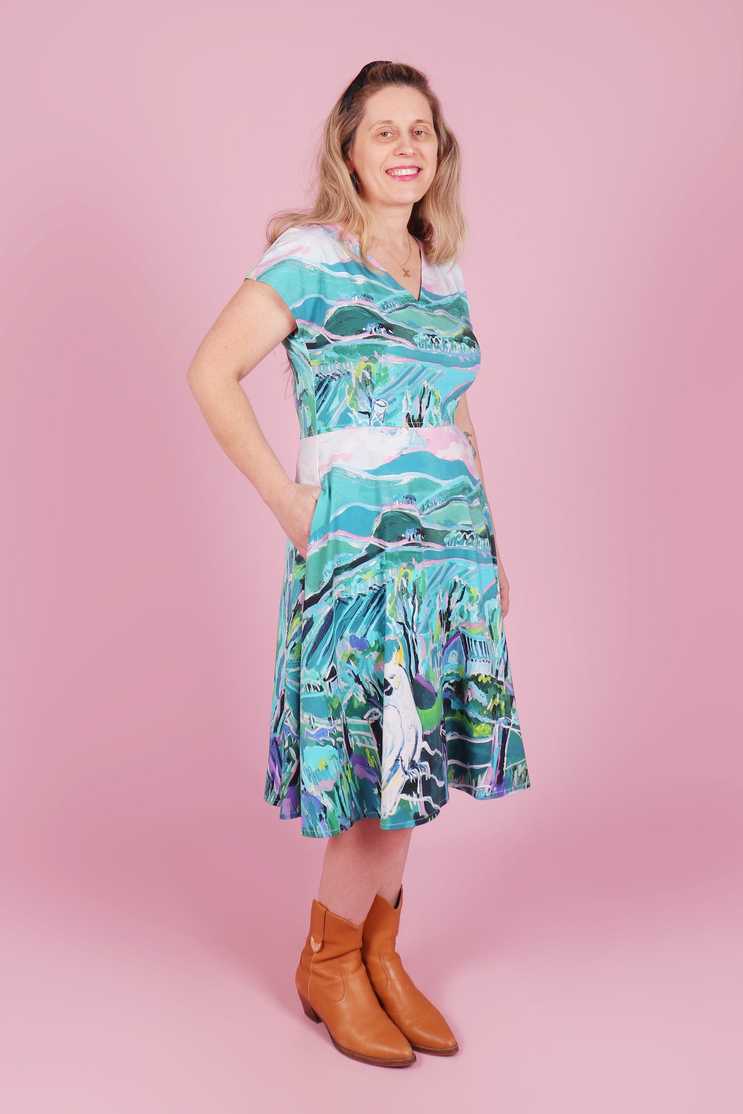 Belinda Jersey Dress Cockatoo Country