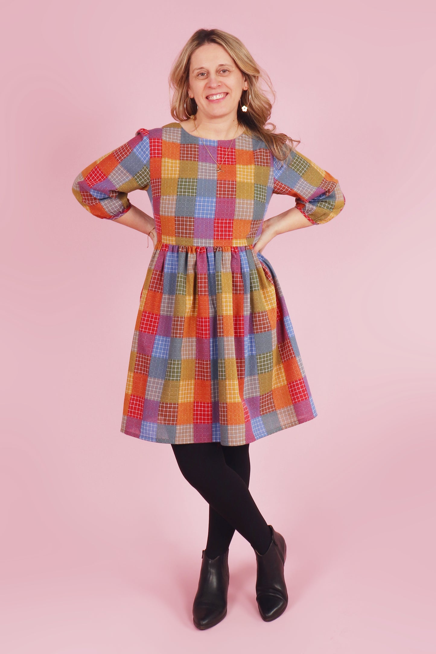 Betty Reversible Dress Hopscotch Plaid