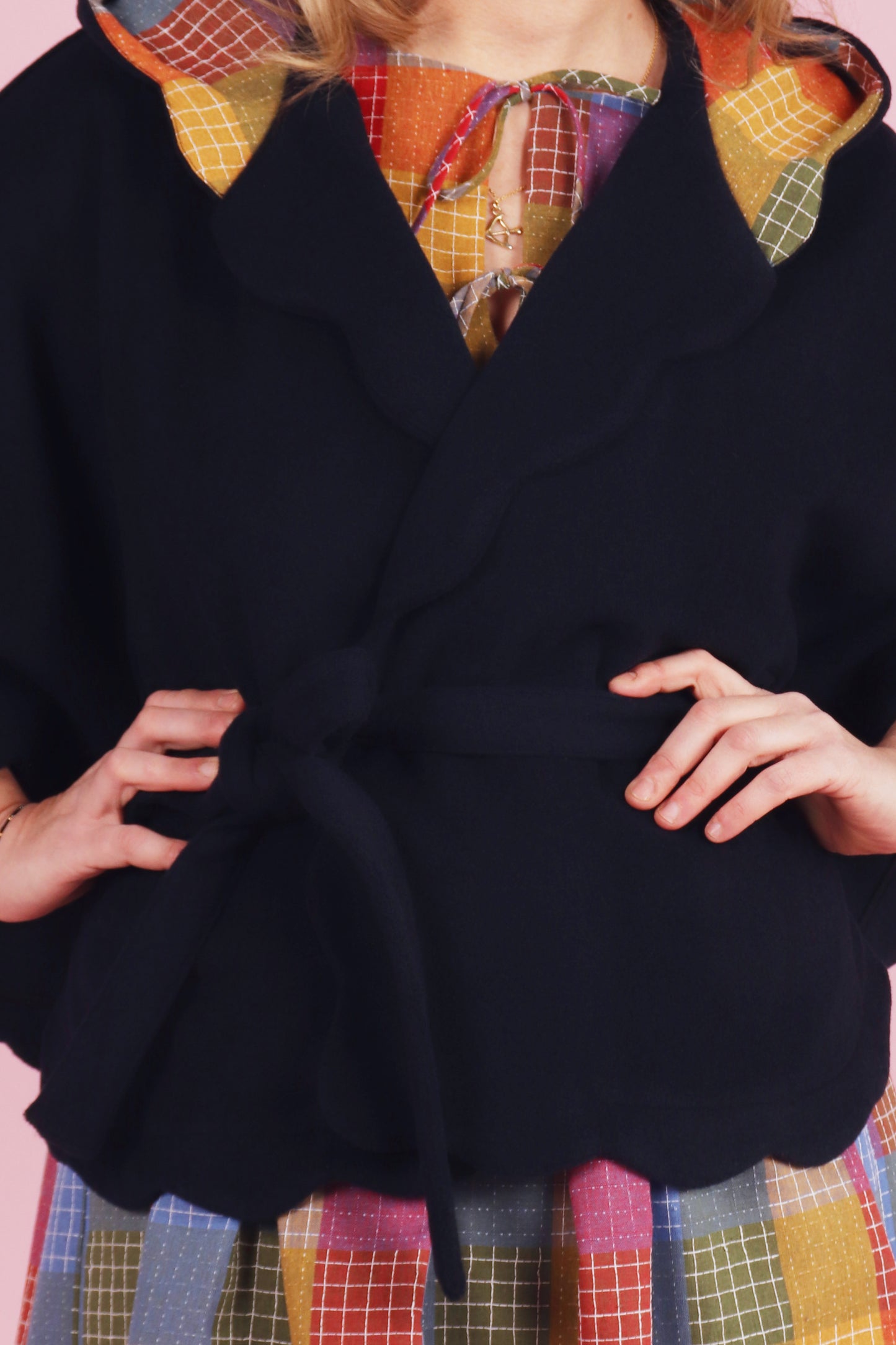 Chelsea Cape Navy Hopscotch Plaid