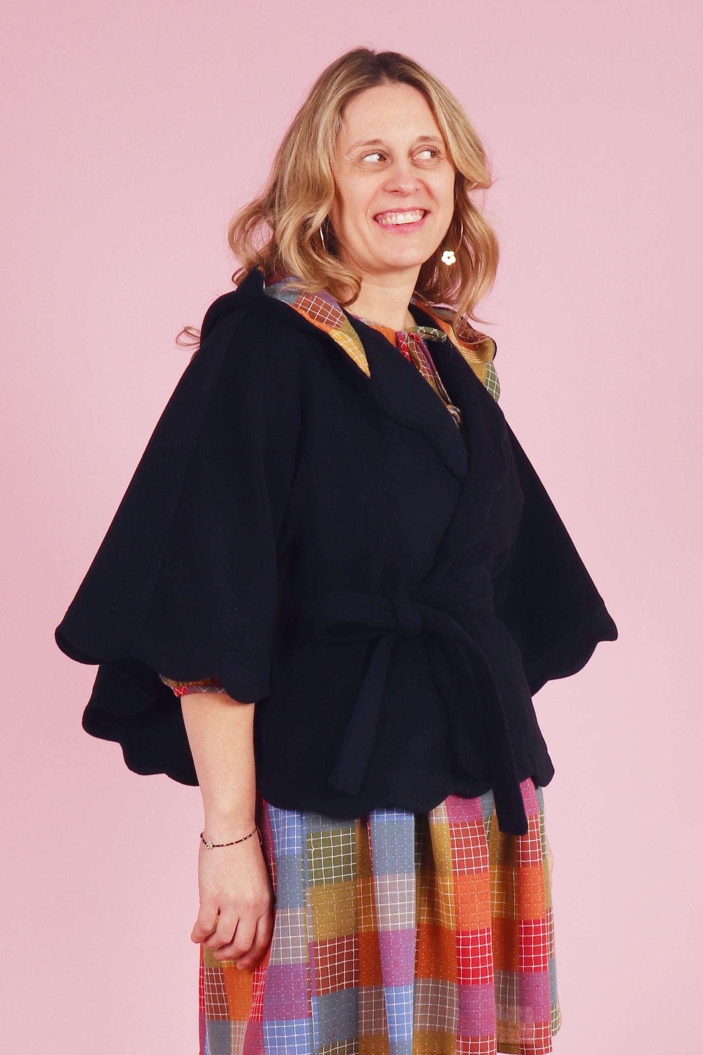 Chelsea Cape Navy Hopscotch Plaid