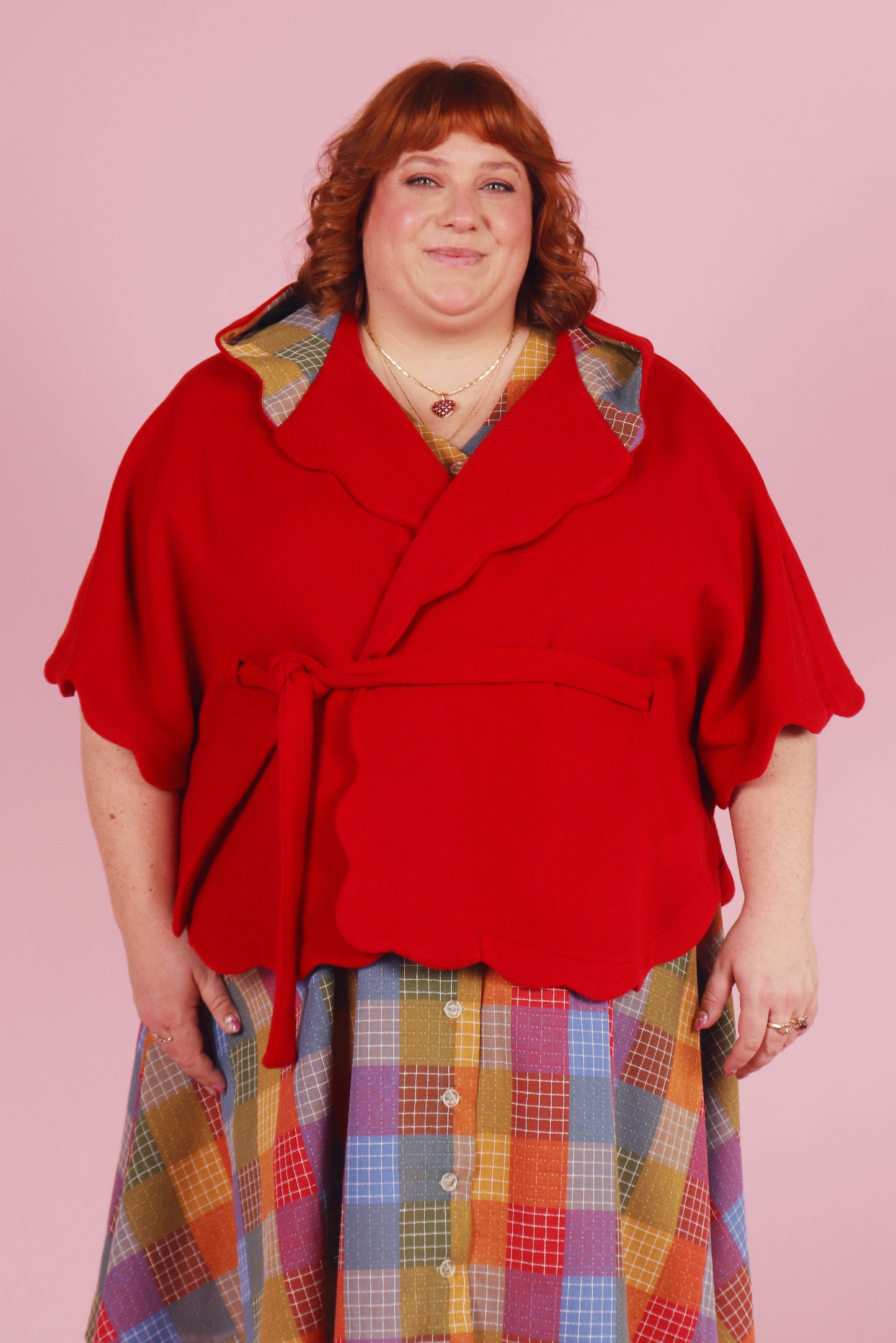 Chelsea Cape Raspberry Hopscotch Plaid