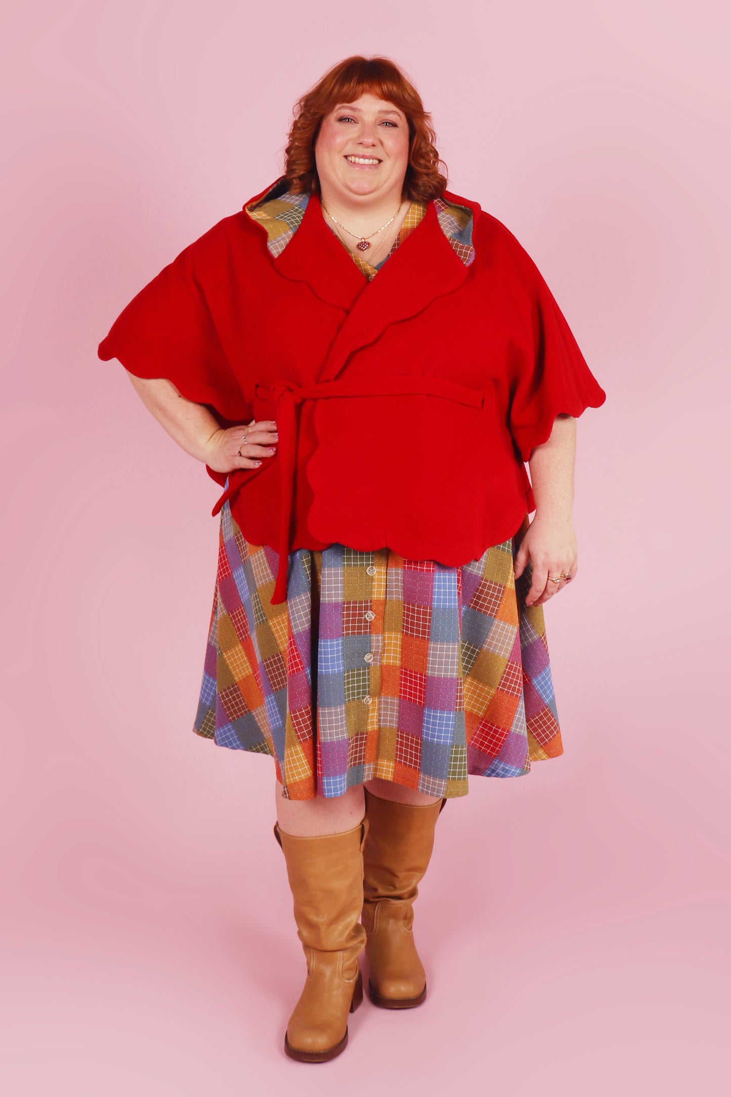 Chelsea Cape Raspberry Hopscotch Plaid