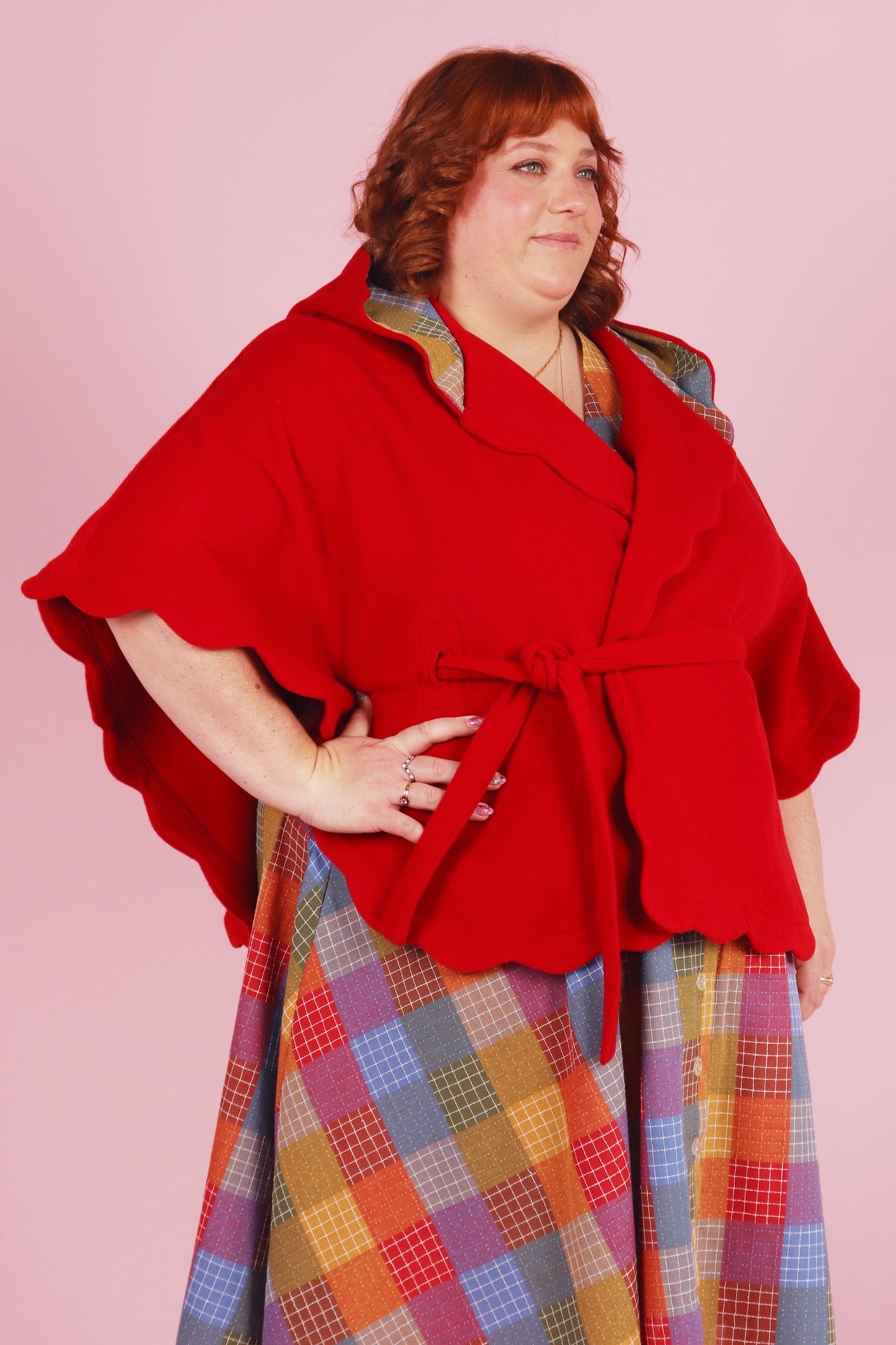 Chelsea Cape Raspberry Hopscotch Plaid