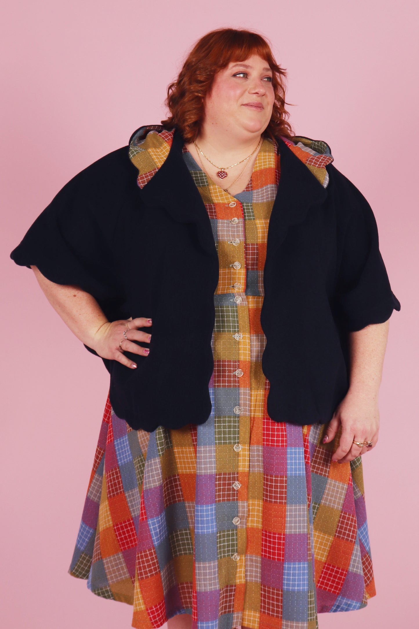 Chelsea Cape Navy Hopscotch Plaid