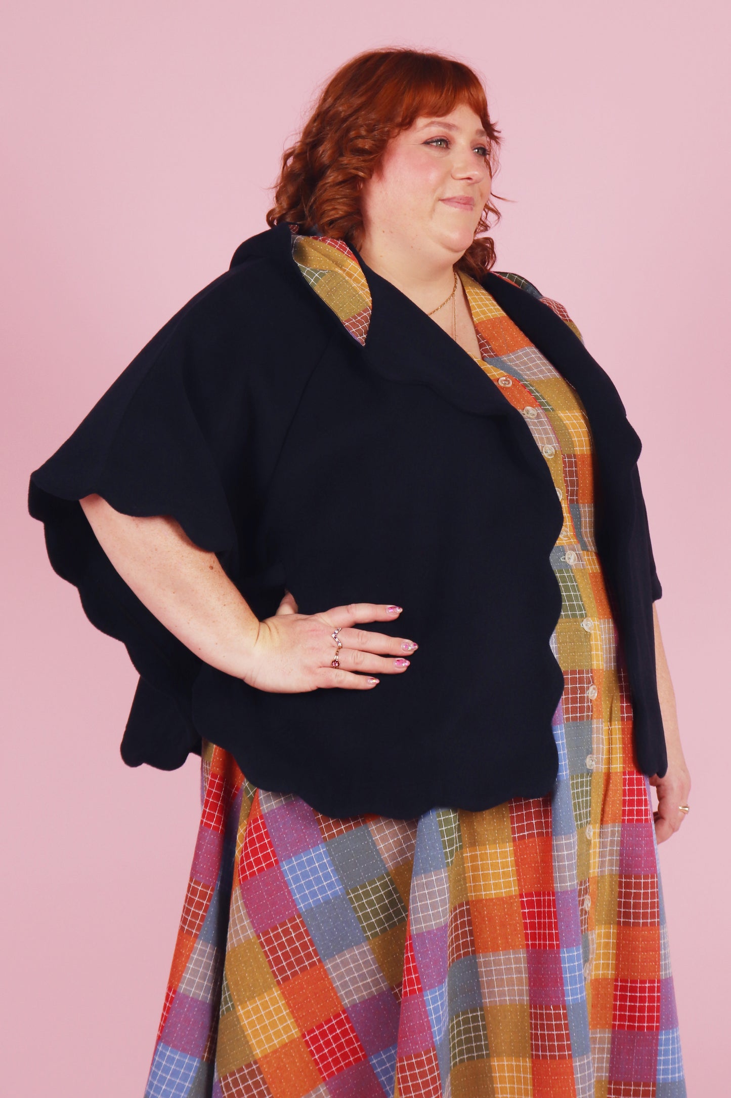 Chelsea Cape Navy Hopscotch Plaid