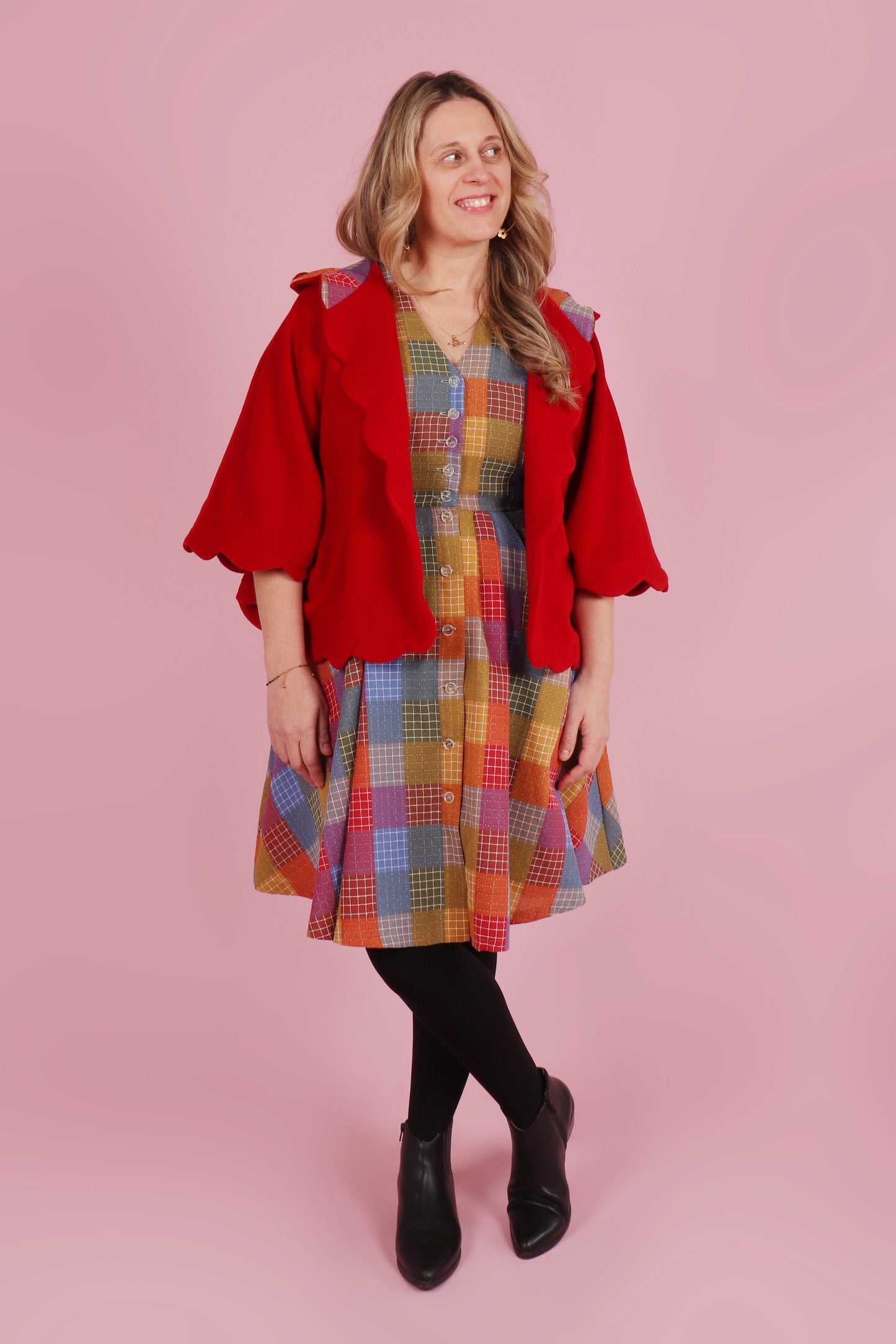 Chelsea Cape Raspberry Hopscotch Plaid