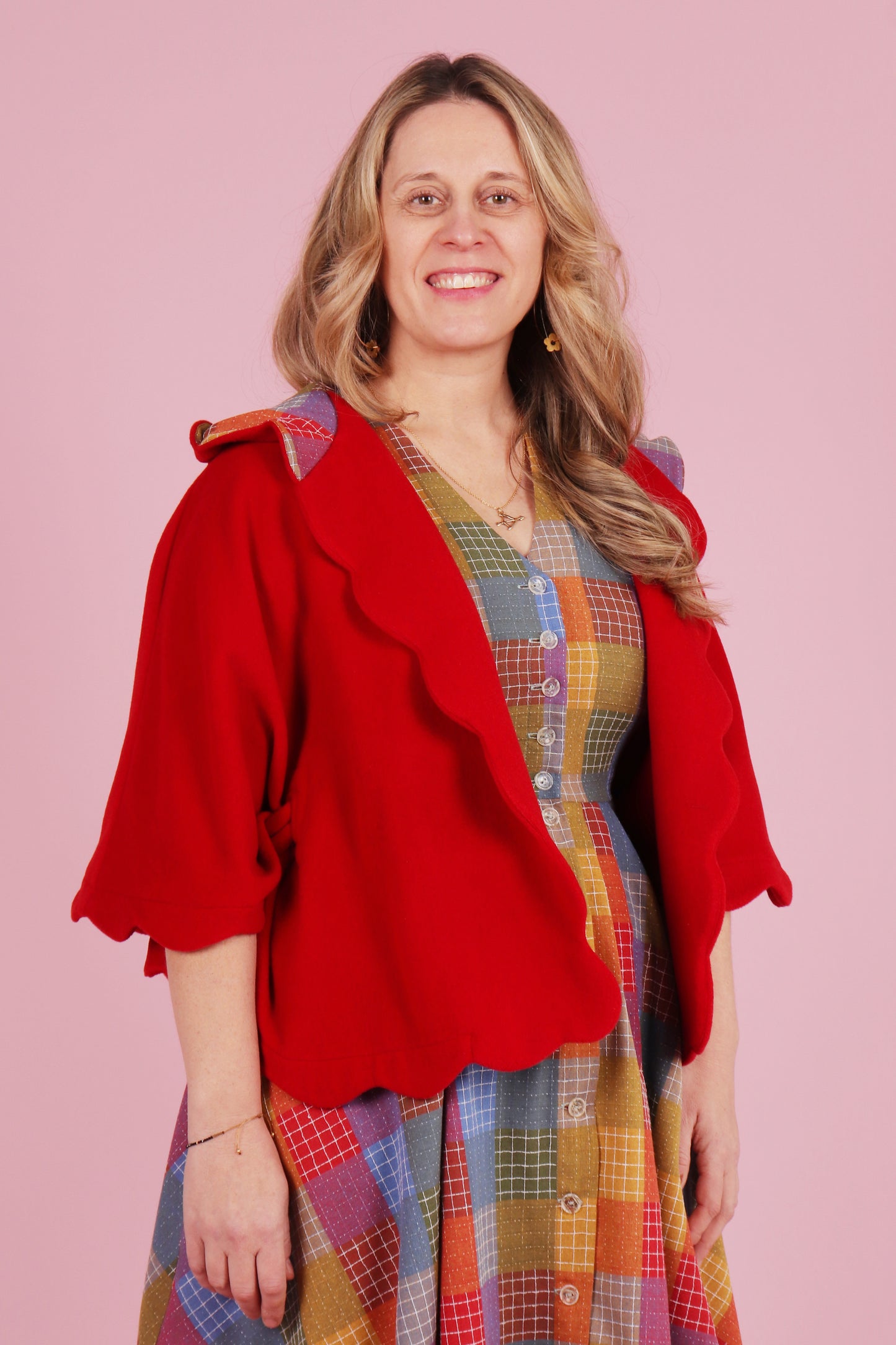 Chelsea Cape Raspberry Hopscotch Plaid