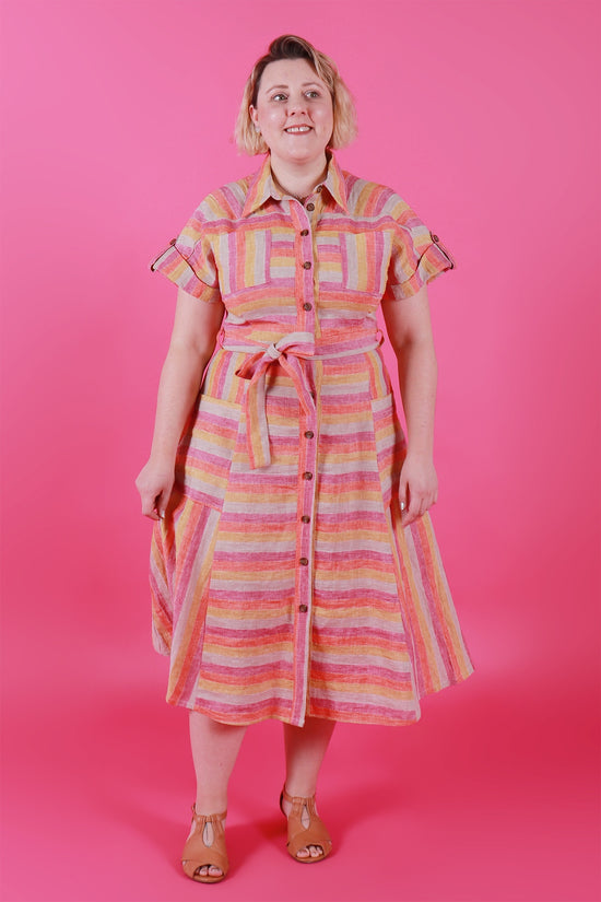Load image into Gallery viewer, Sabrina Dress Texta Stripe
