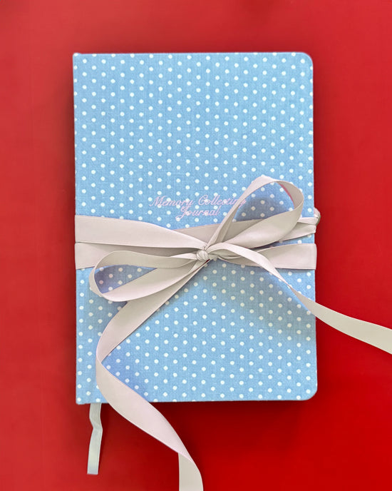 Martina's Signature Ribbon Junk Journal- Blue Polka Dot + Cream Ribbon