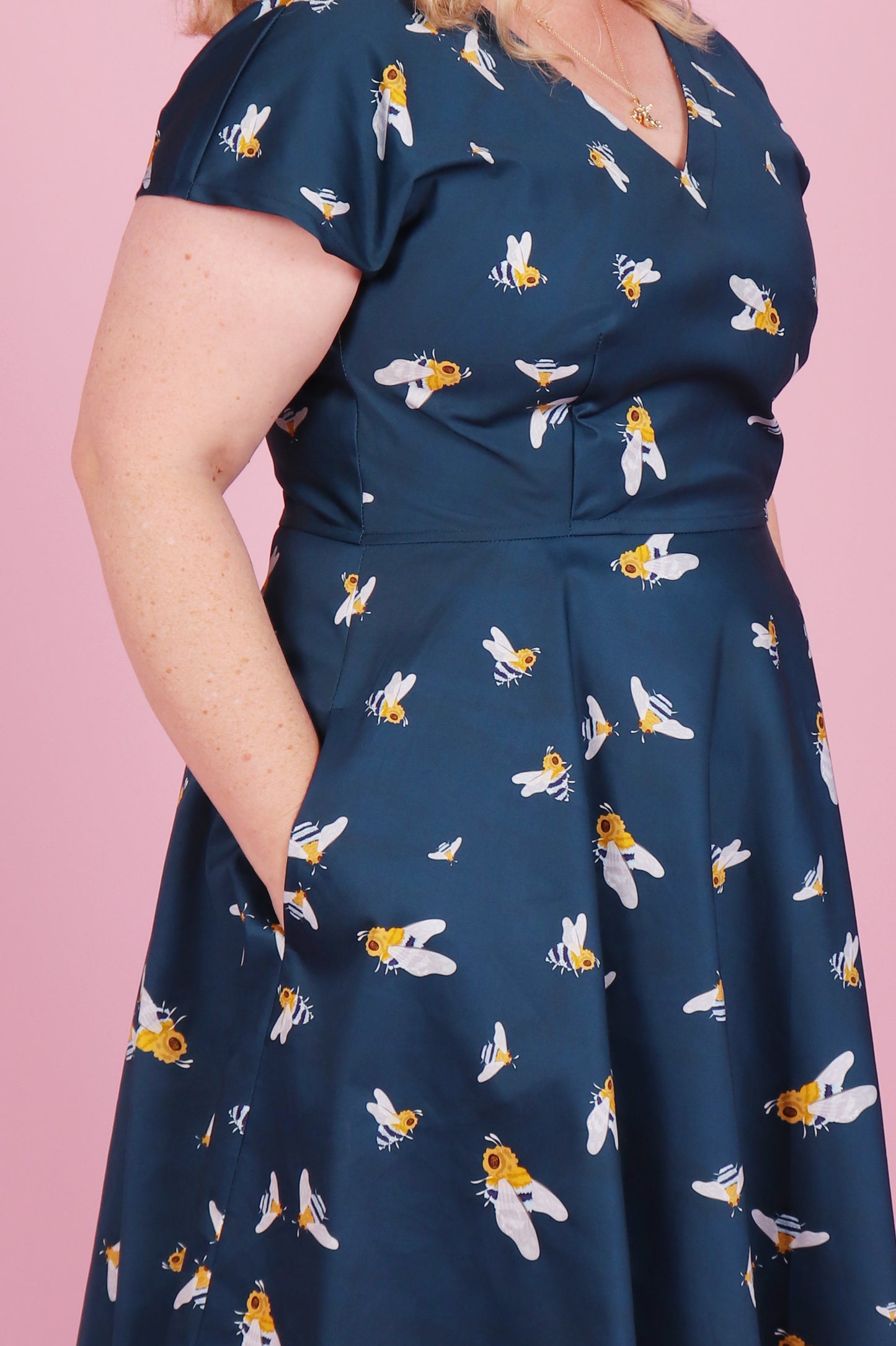 Belinda Dress Native Bees Navy