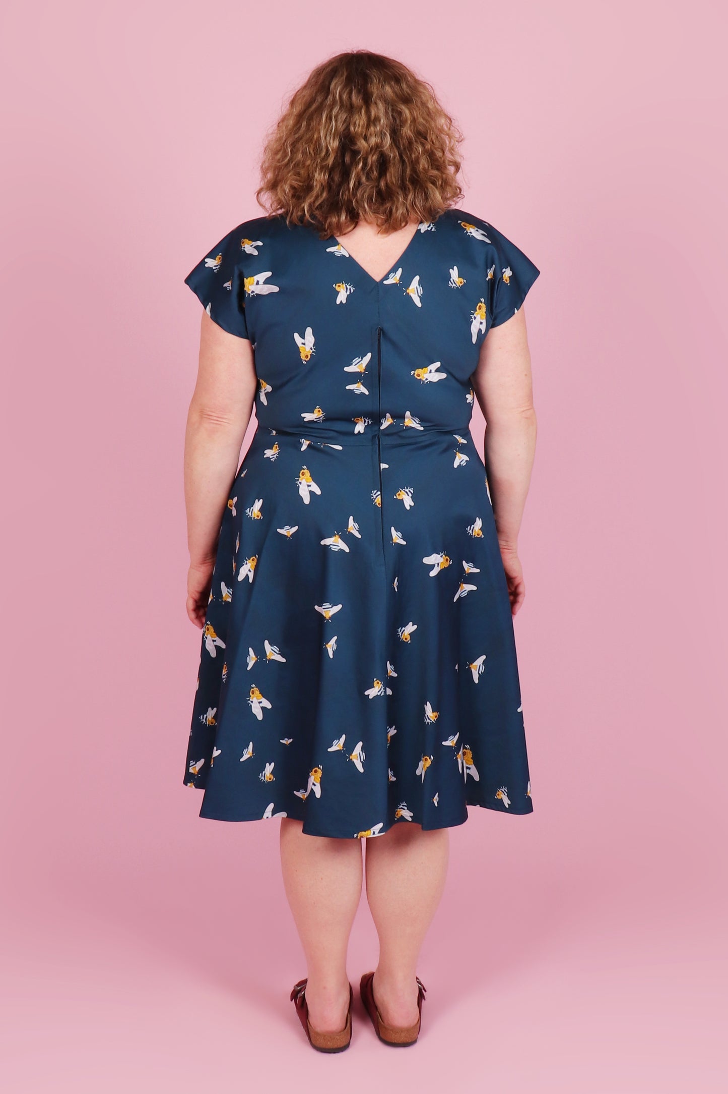 Belinda Dress Native Bees Navy