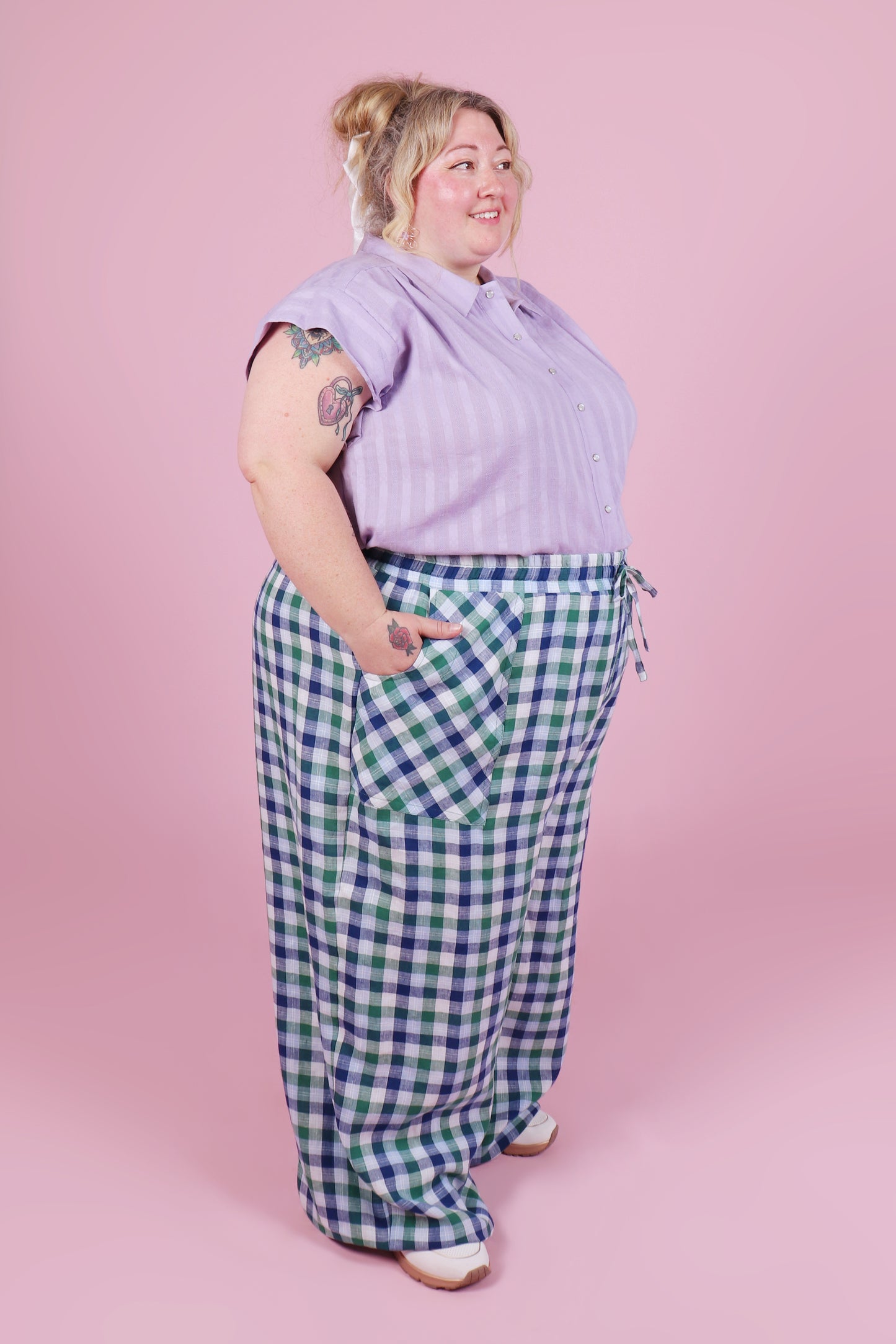 Paloma Pants Spearmint Plaid