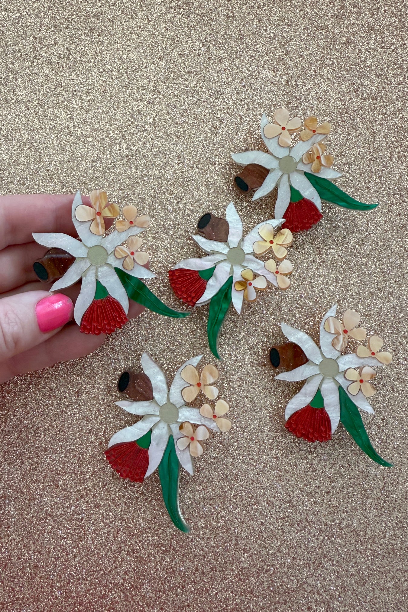 Bruny Island Bouquet Brooch White