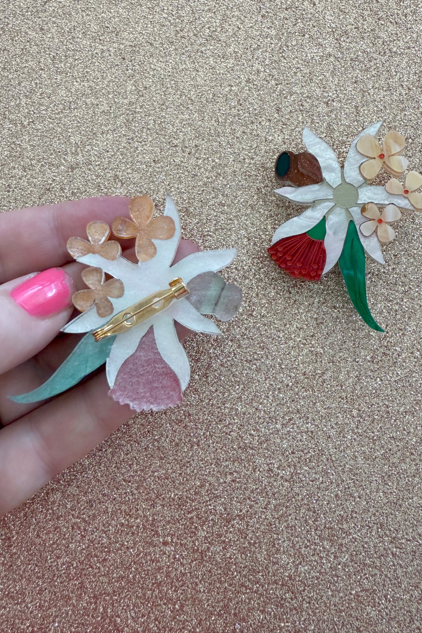Bruny Island Bouquet Brooch Pink