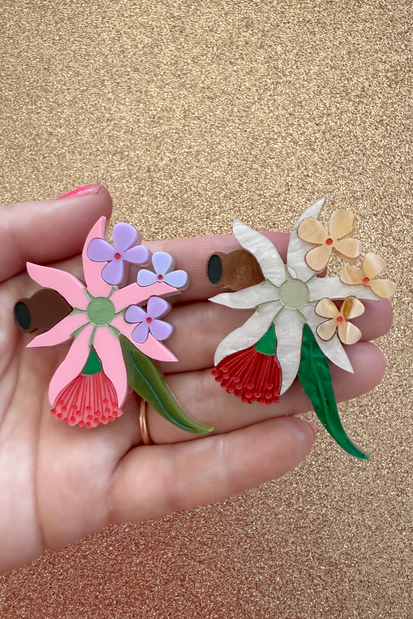 Bruny Island Bouquet Brooch Pink