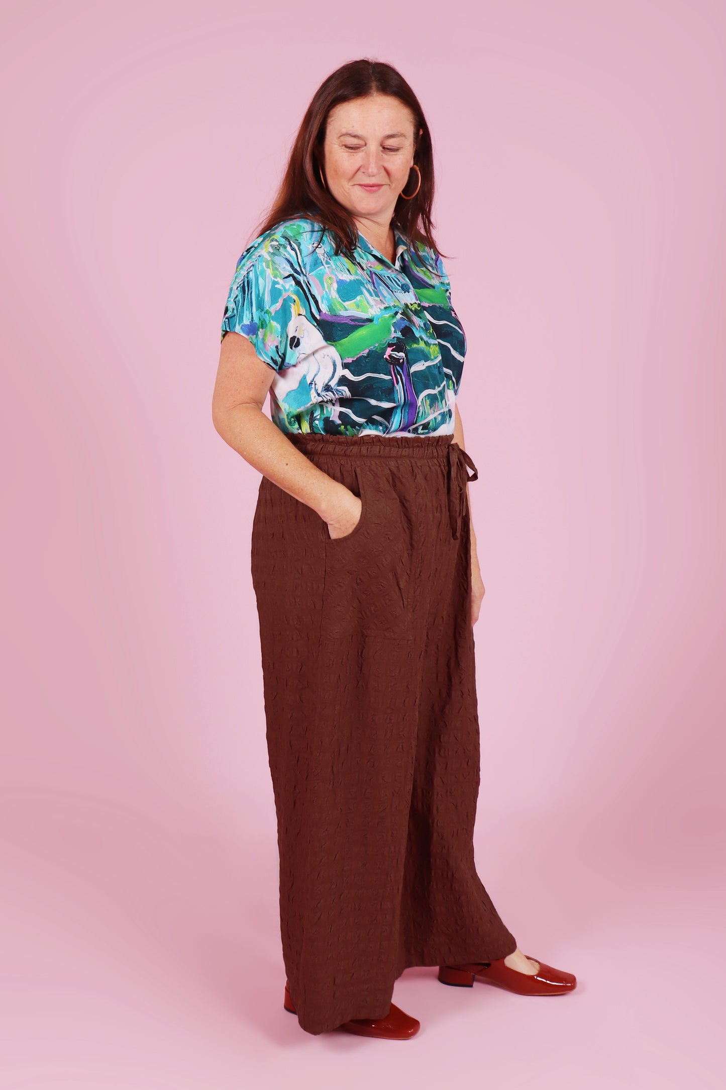 Paloma Pants Chocolate Seersucker