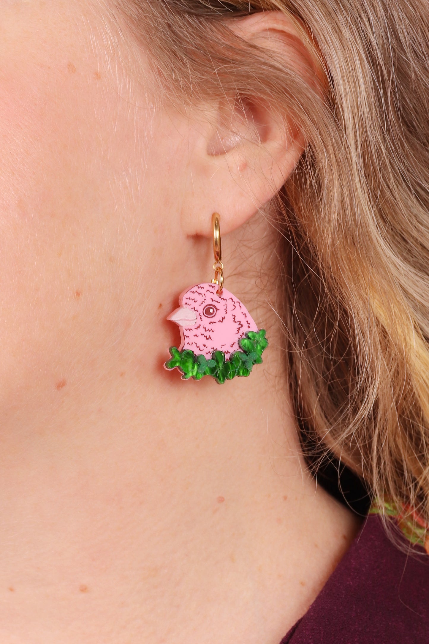 Canary Wreath Earrings Pink