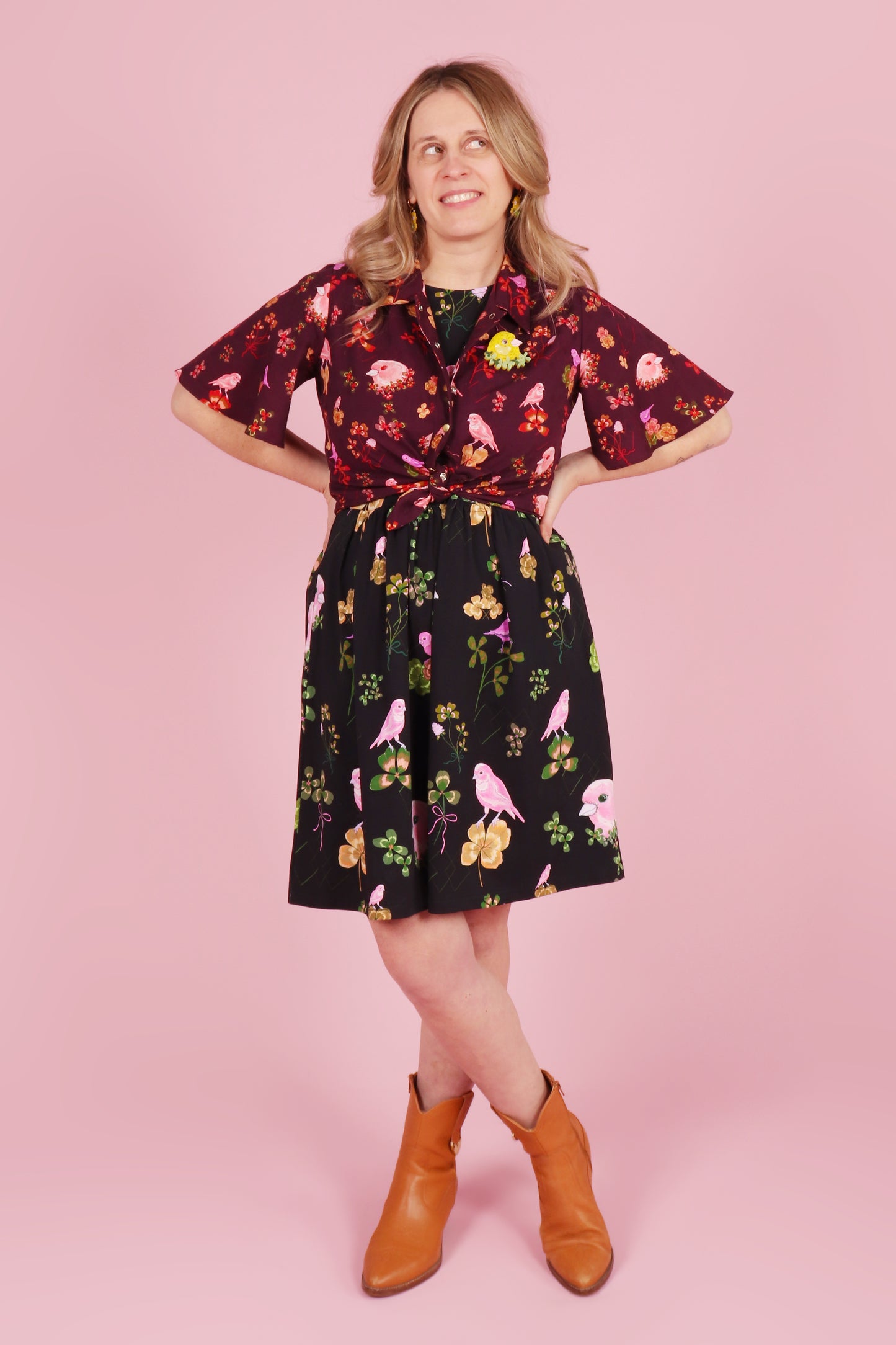 Beatrix Shirt Canaries and Clover