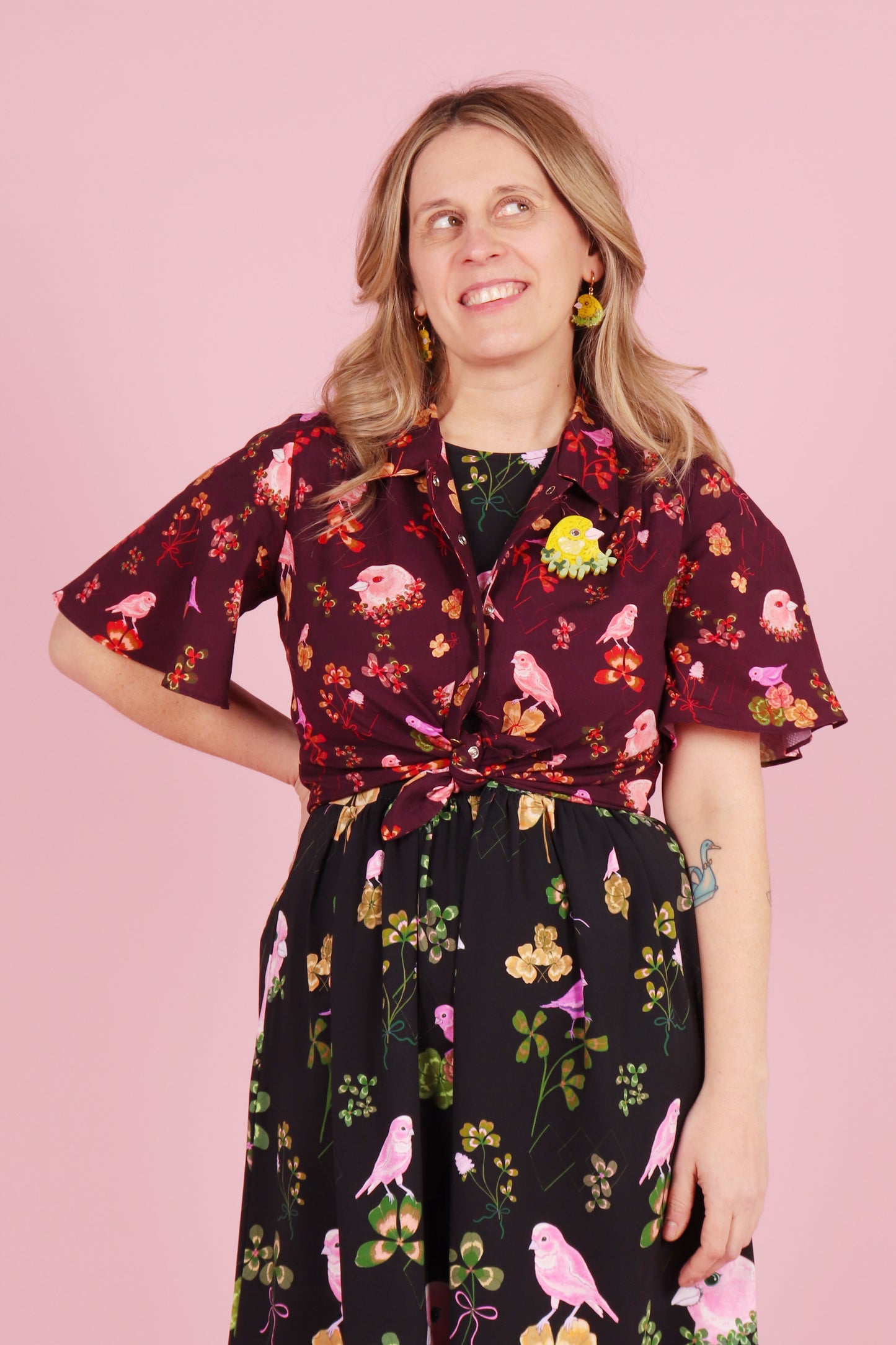 Beatrix Shirt Canaries and Clover