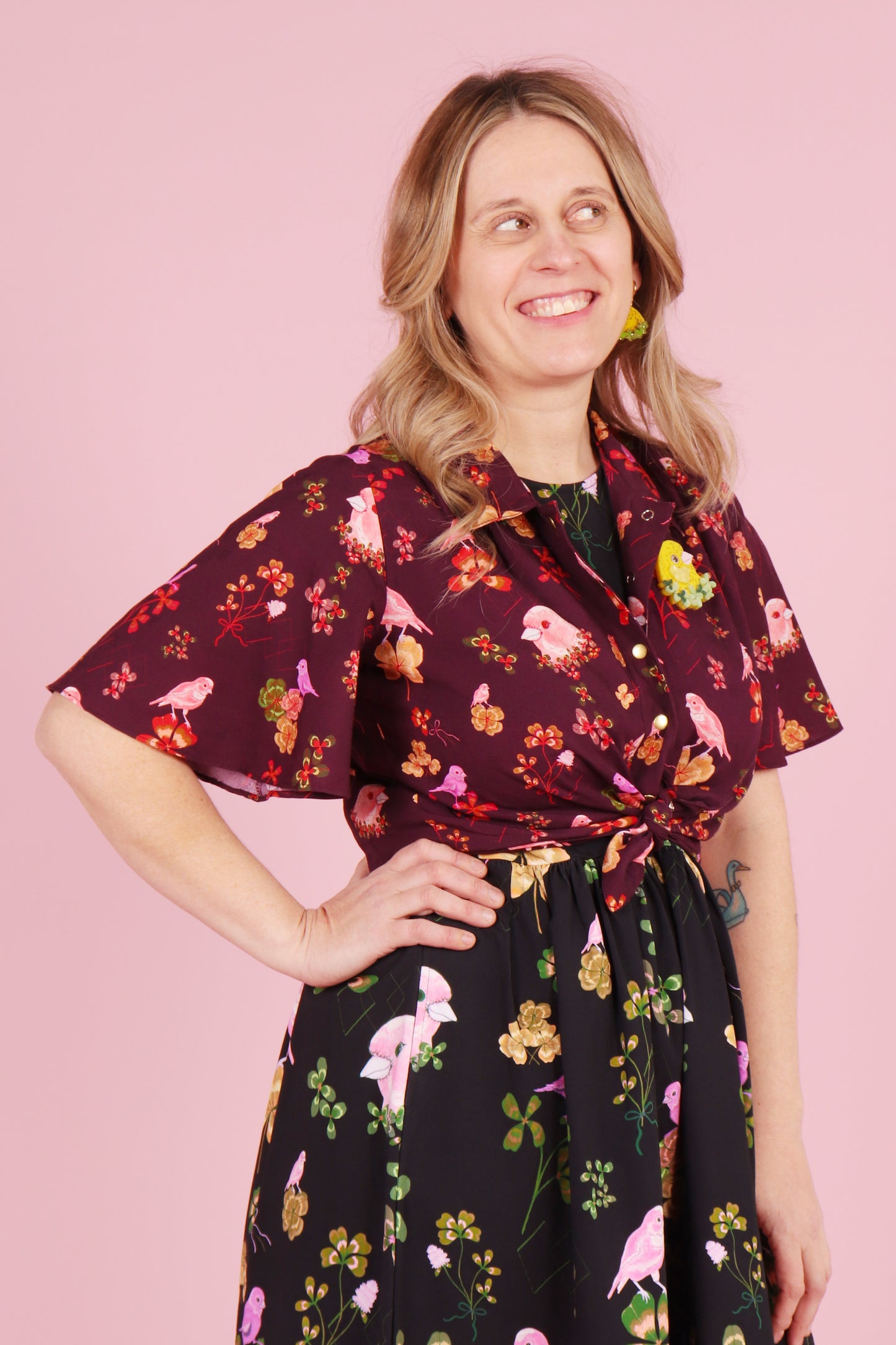 Beatrix Shirt Canaries and Clover