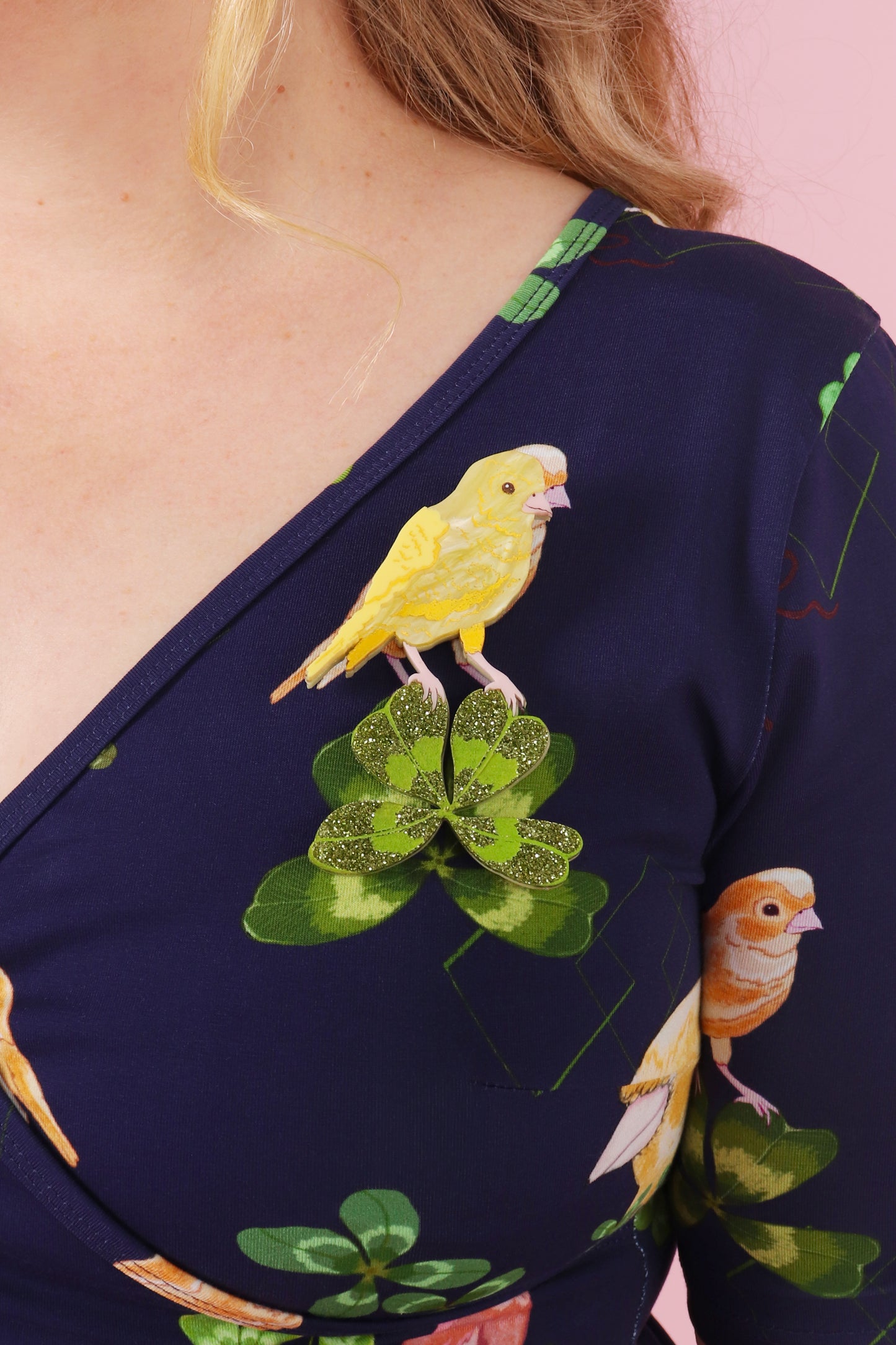 Canary Clover Brooch Yellow