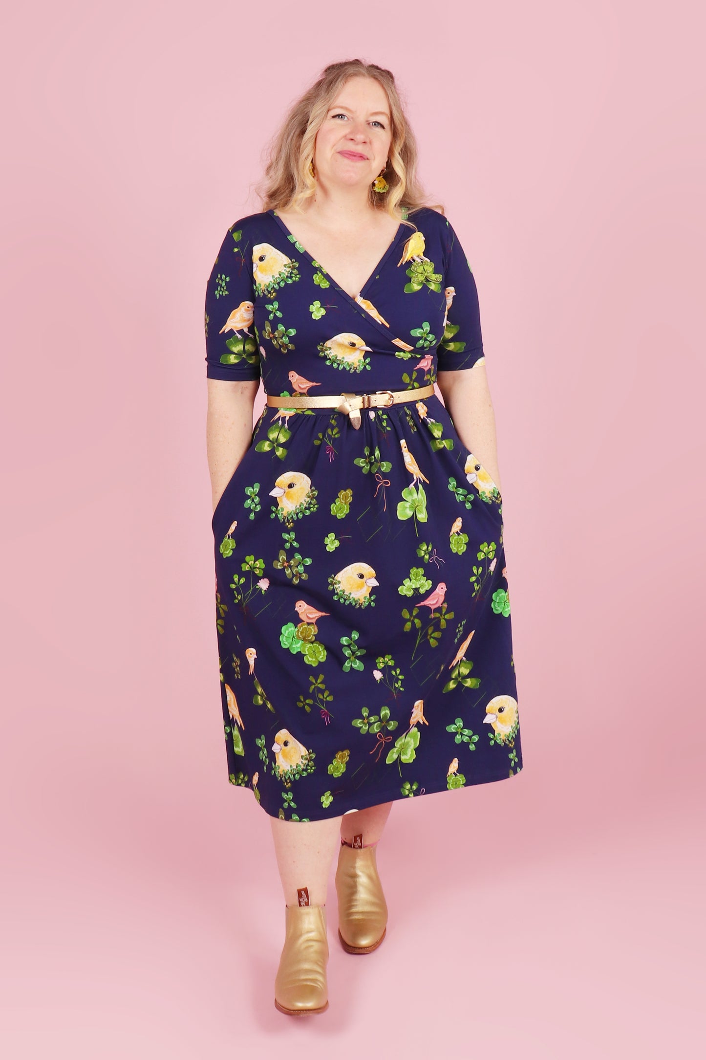 Winnie Reversible Dress Canaries and Clover