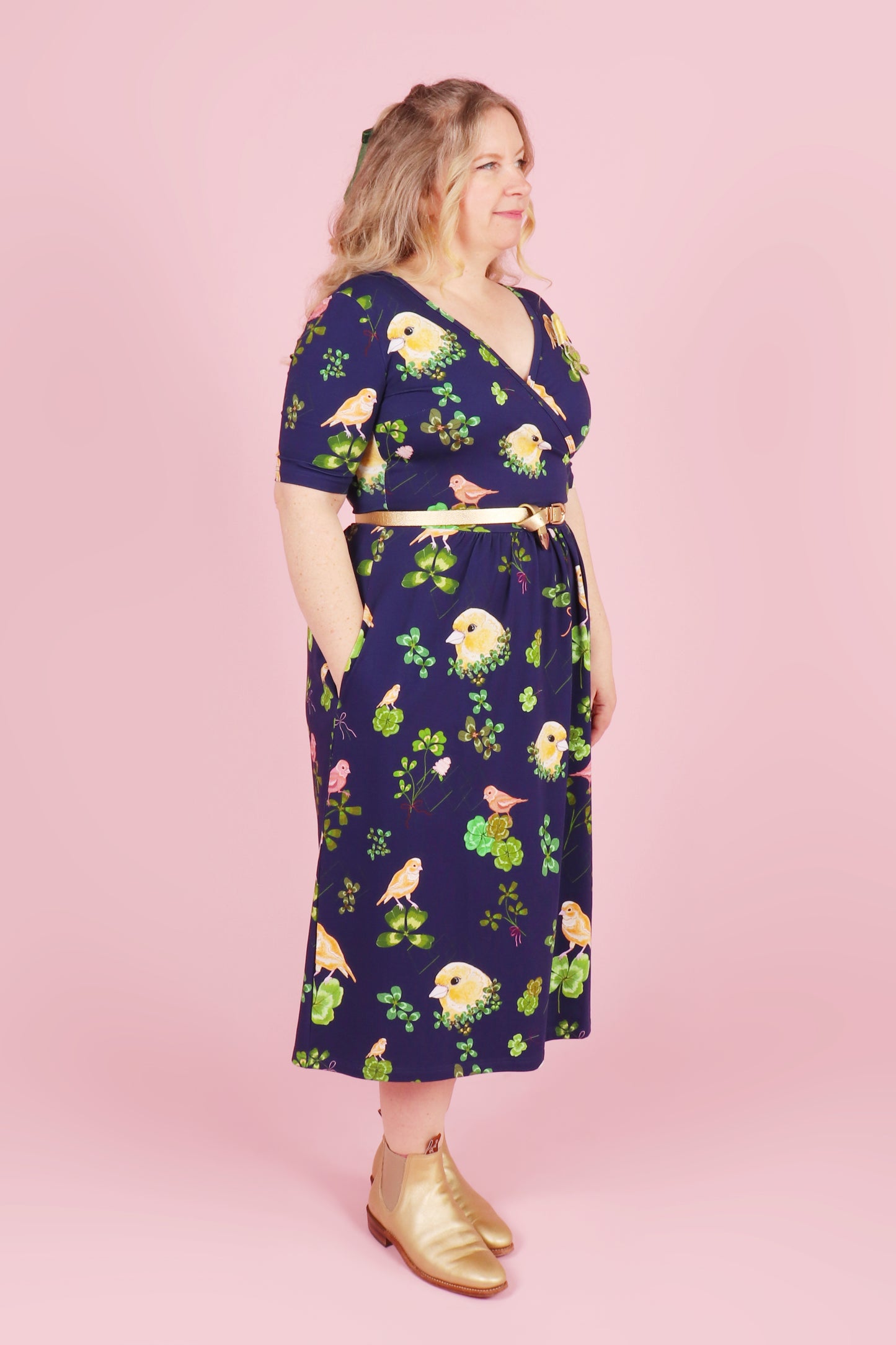 Winnie Reversible Dress Canaries and Clover