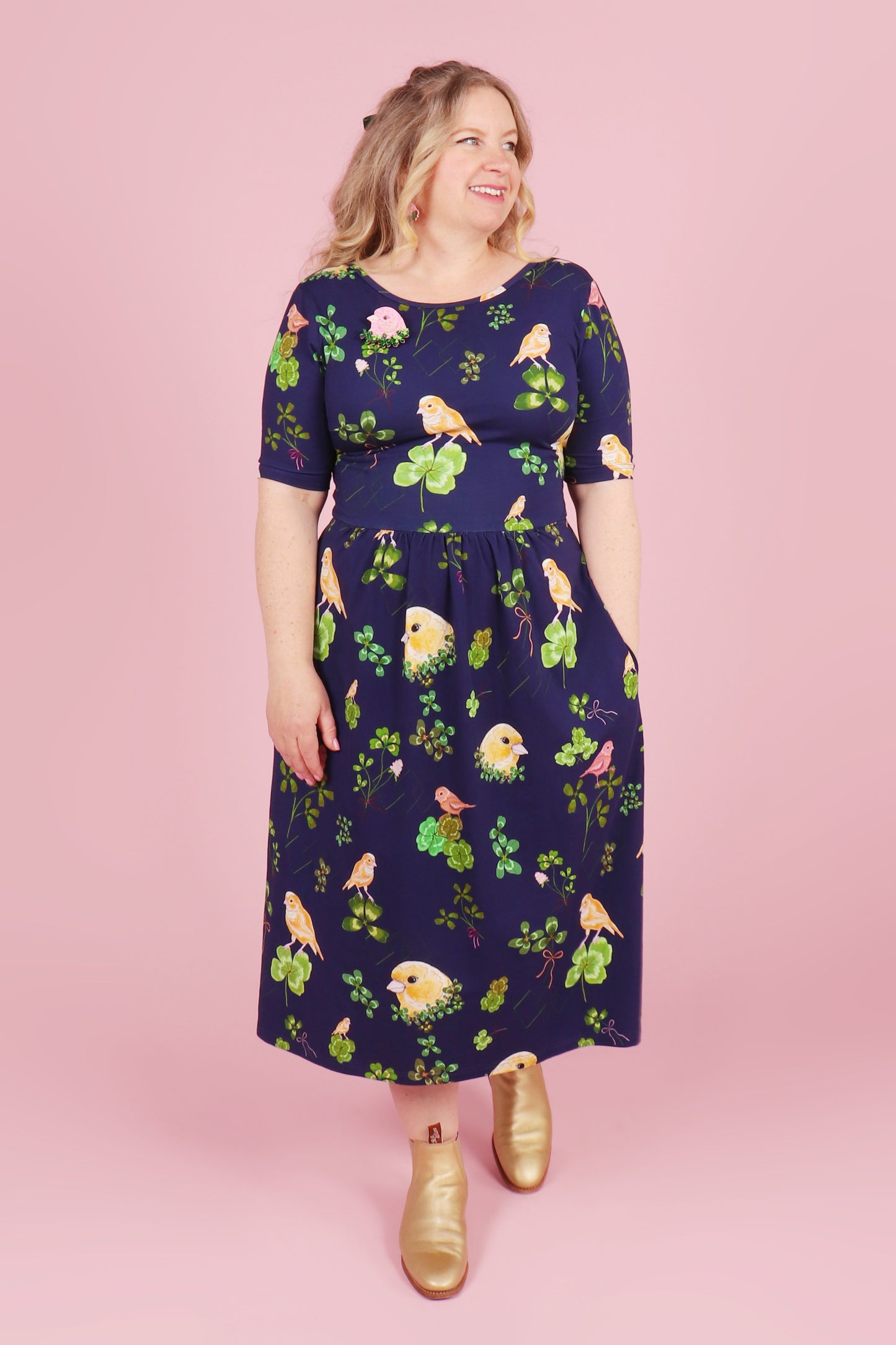 Winnie Reversible Dress Canaries and Clover