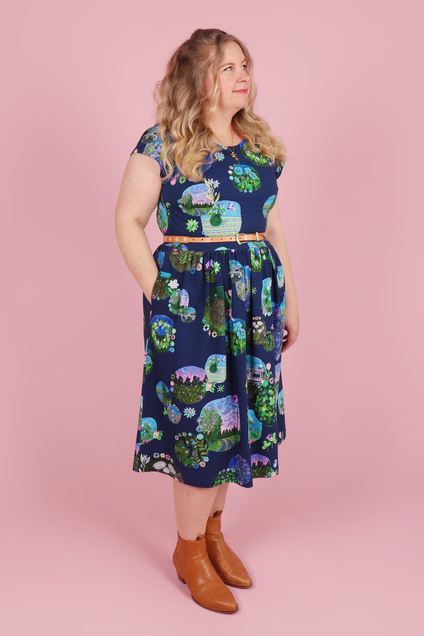 Jessie Jersey Midi Dress Whimsical Portals
