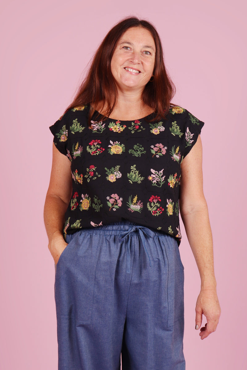 Made590 Lulu Top Summer Botany Black – made590