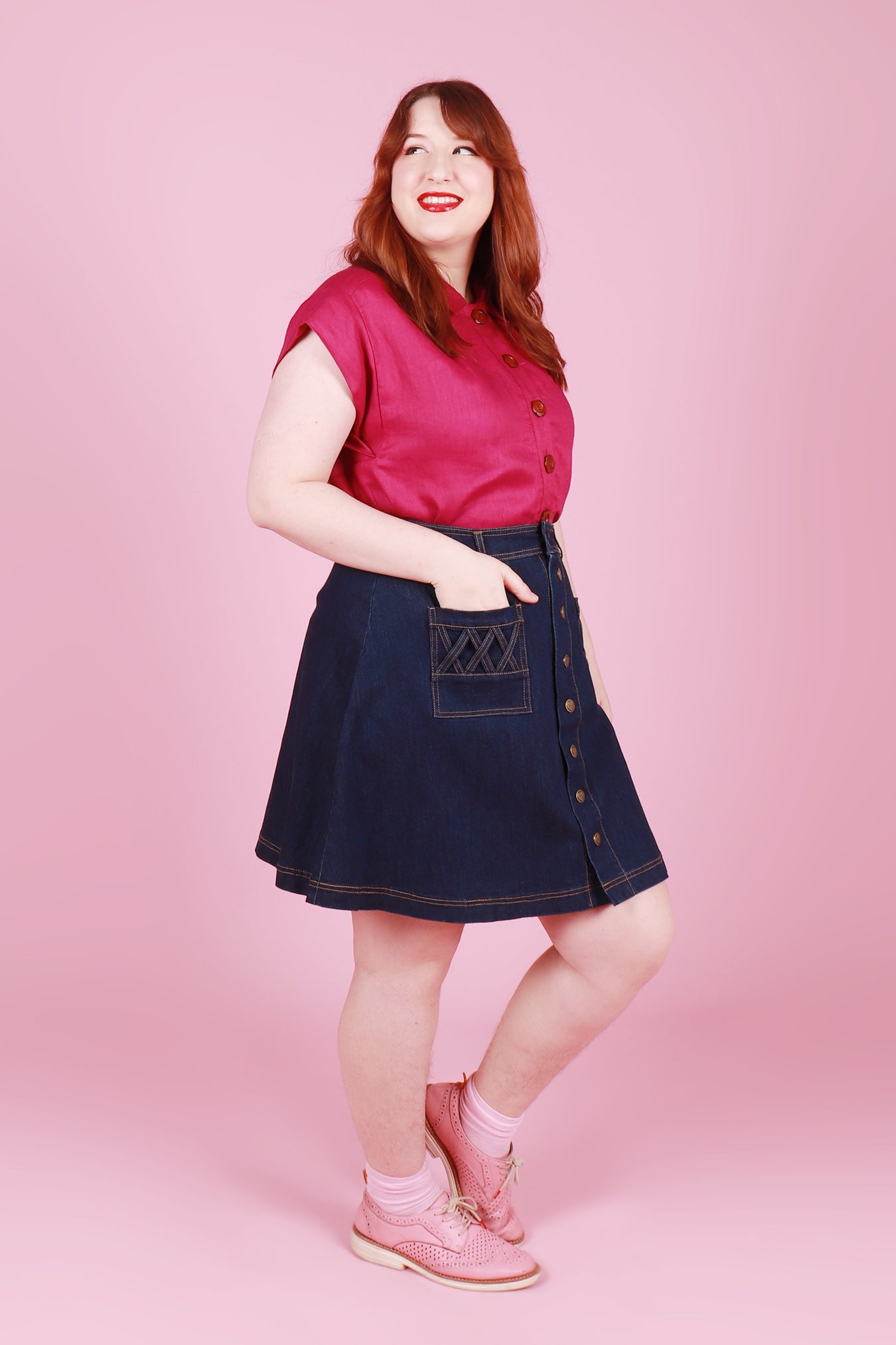 Trixie Shirt Fuchsia Linen