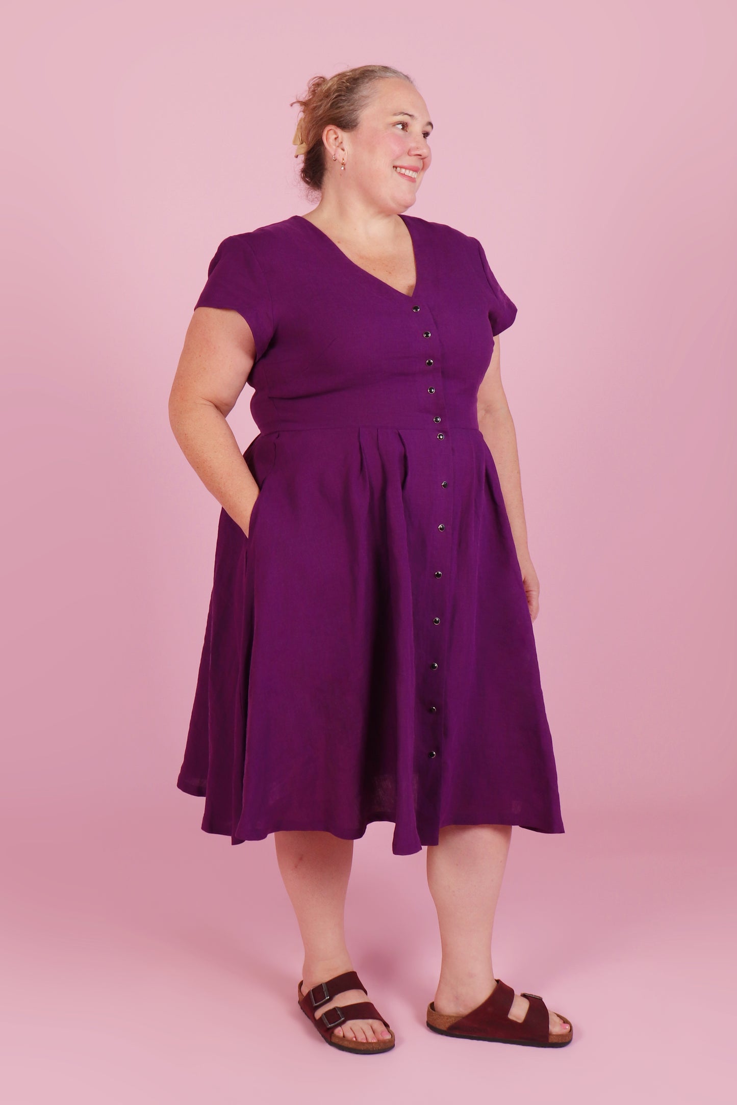 Saski Dress Blackberry Linen