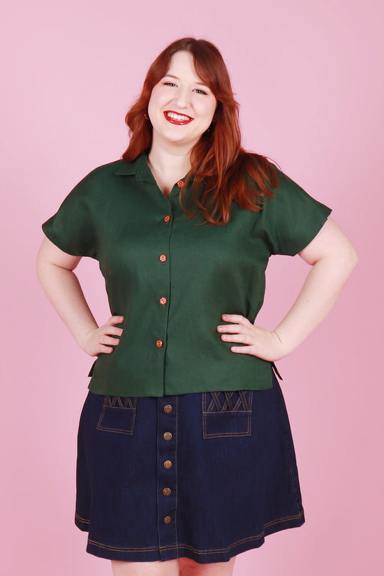 Emma Shirt Tendril Green Linen