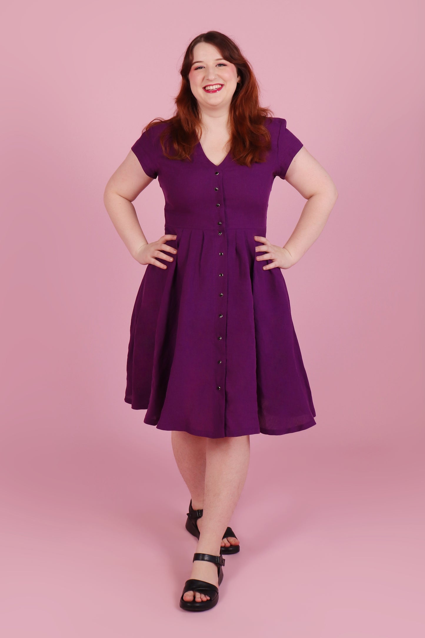 Saski Dress Blackberry Linen