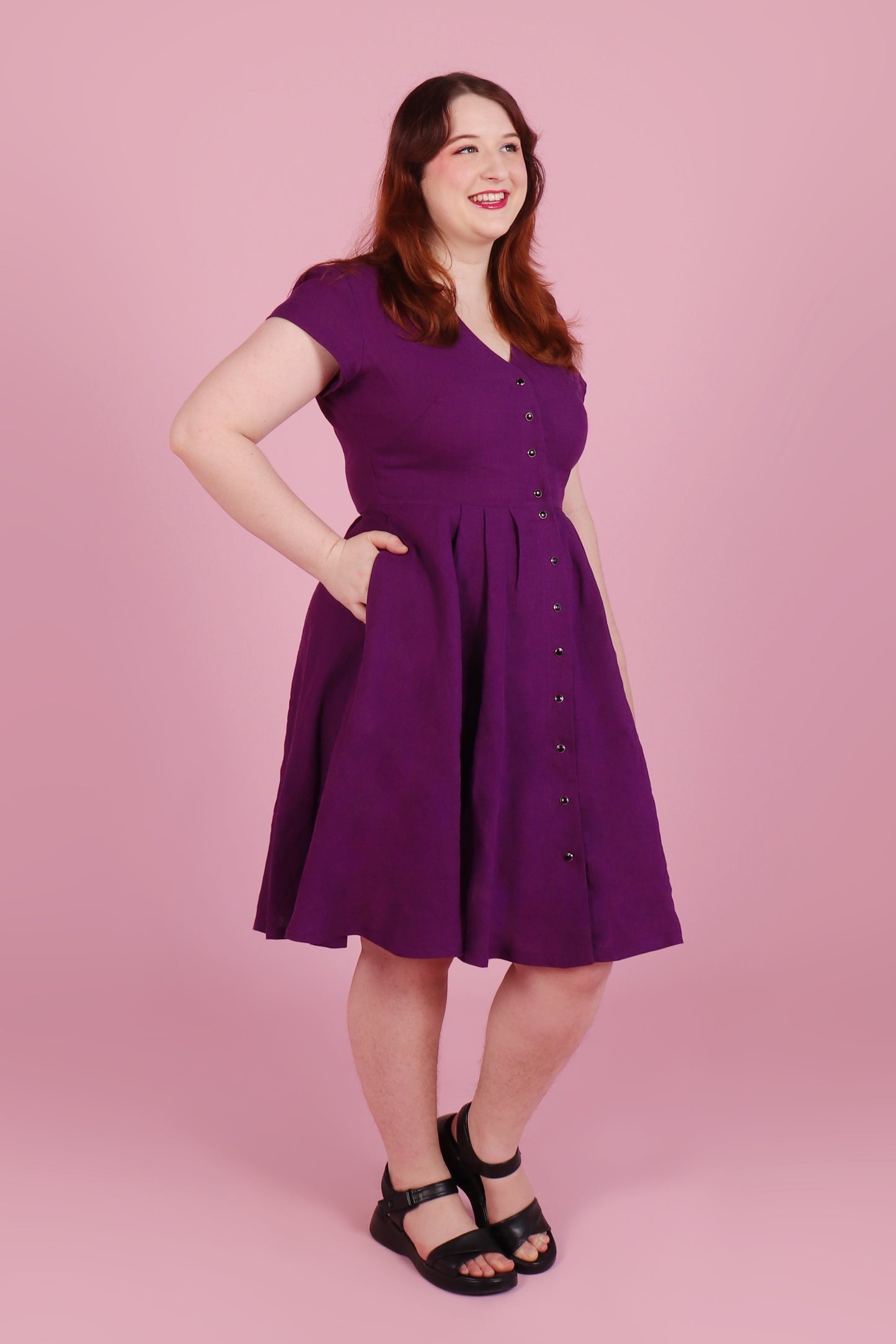 Saski Dress Blackberry Linen