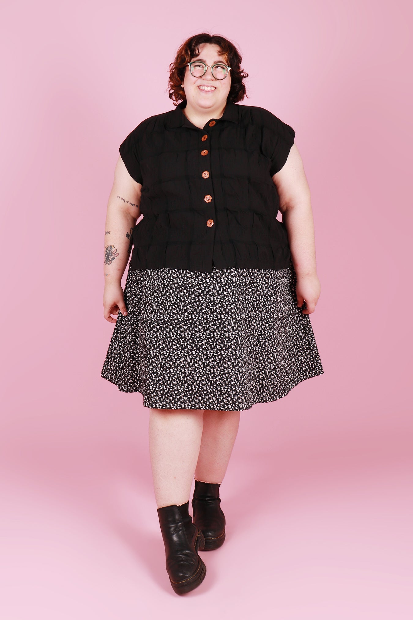 Trixie Shirt Black Dahlia Textured Cotton