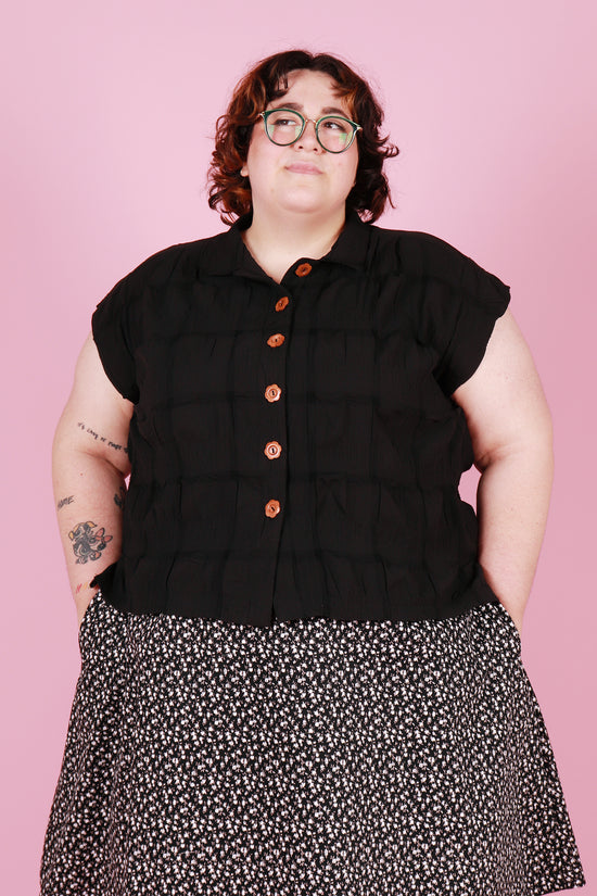 Trixie Shirt Black Dahlia Textured Cotton