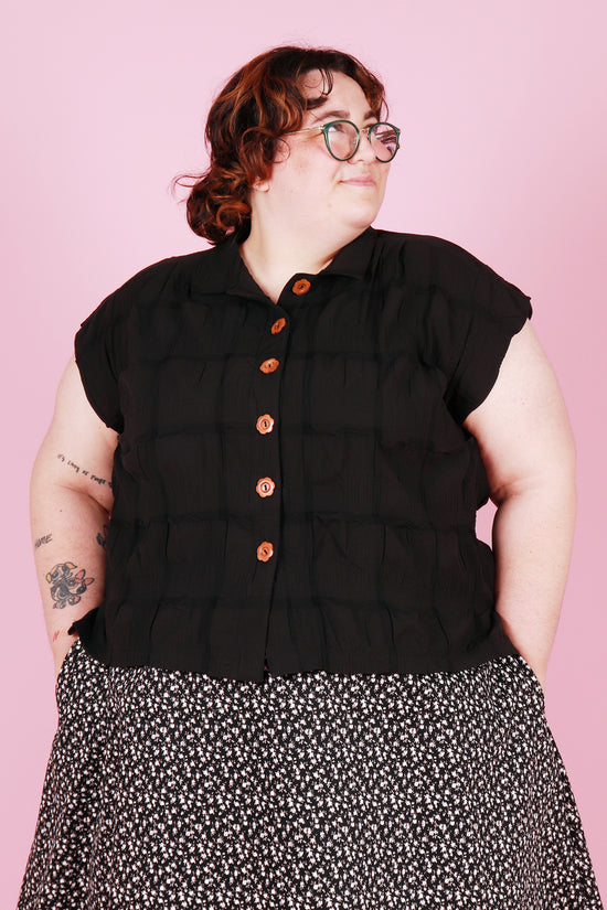 Trixie Shirt Black Dahlia Textured Cotton