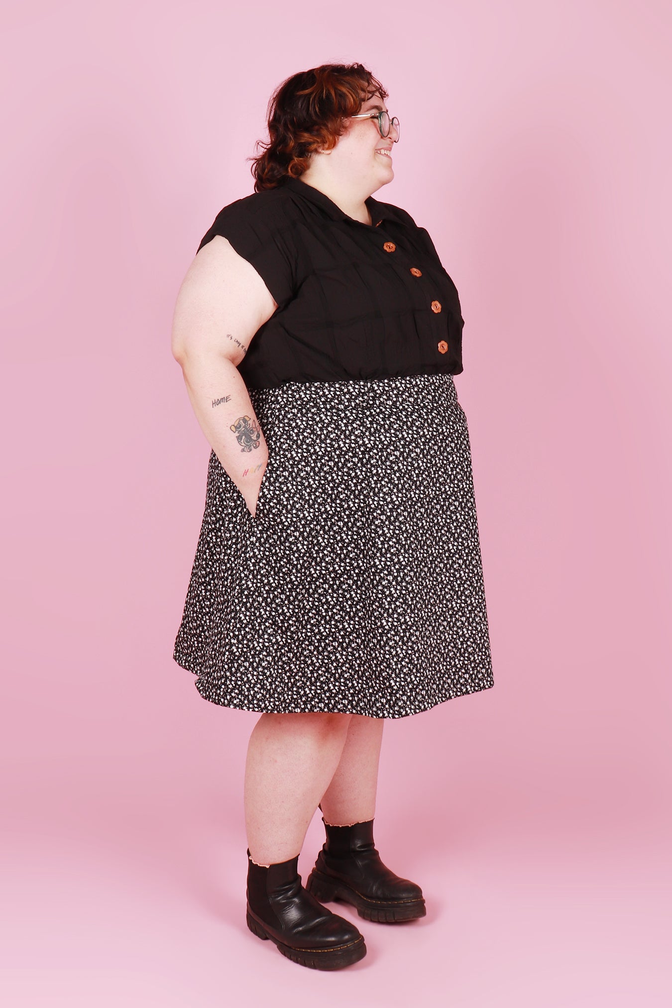 Trixie Shirt Black Dahlia Textured Cotton